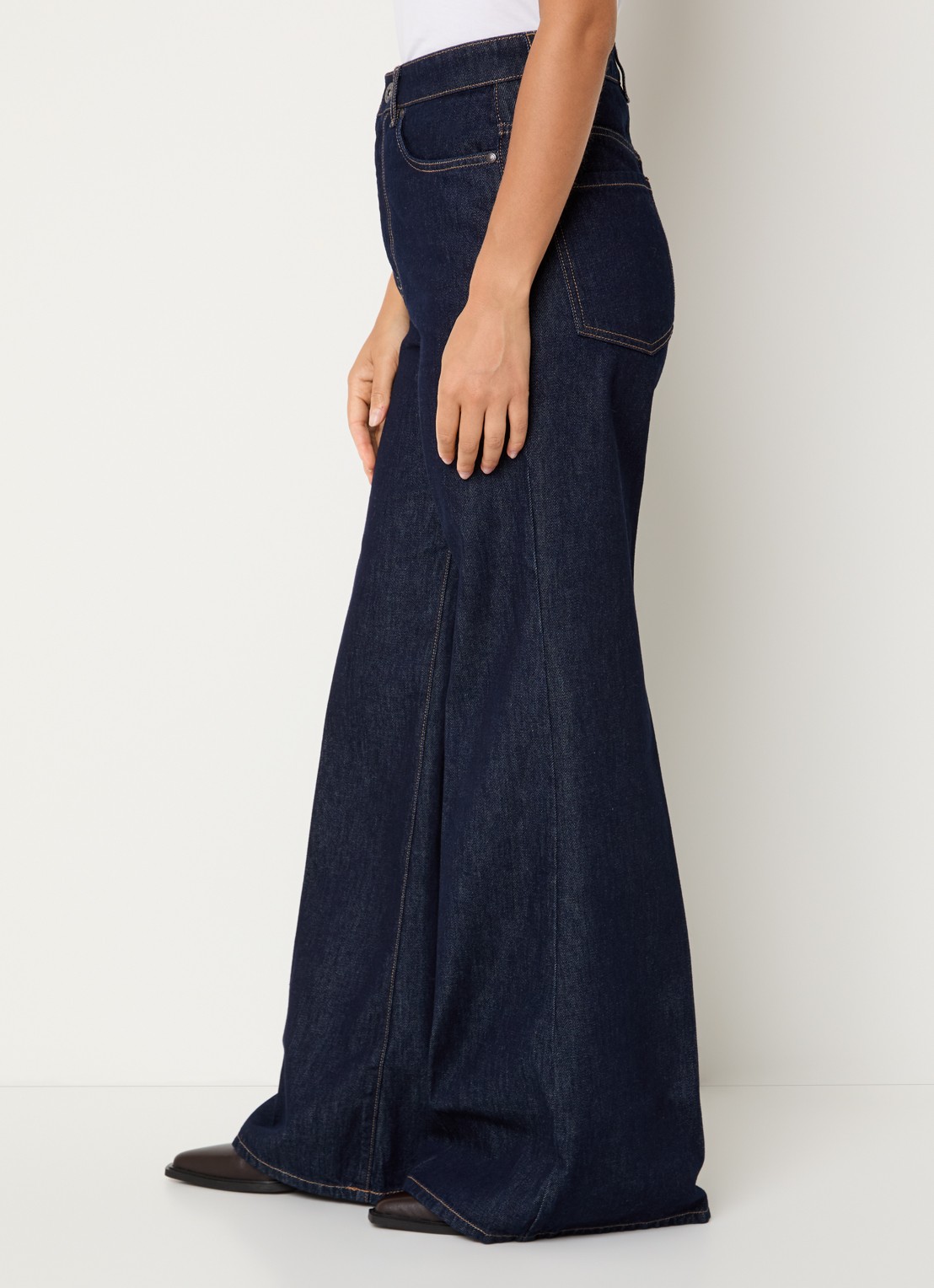 Max Mara Sport high waist wide leg jeans met donkere wassing - detail 2 indigo
