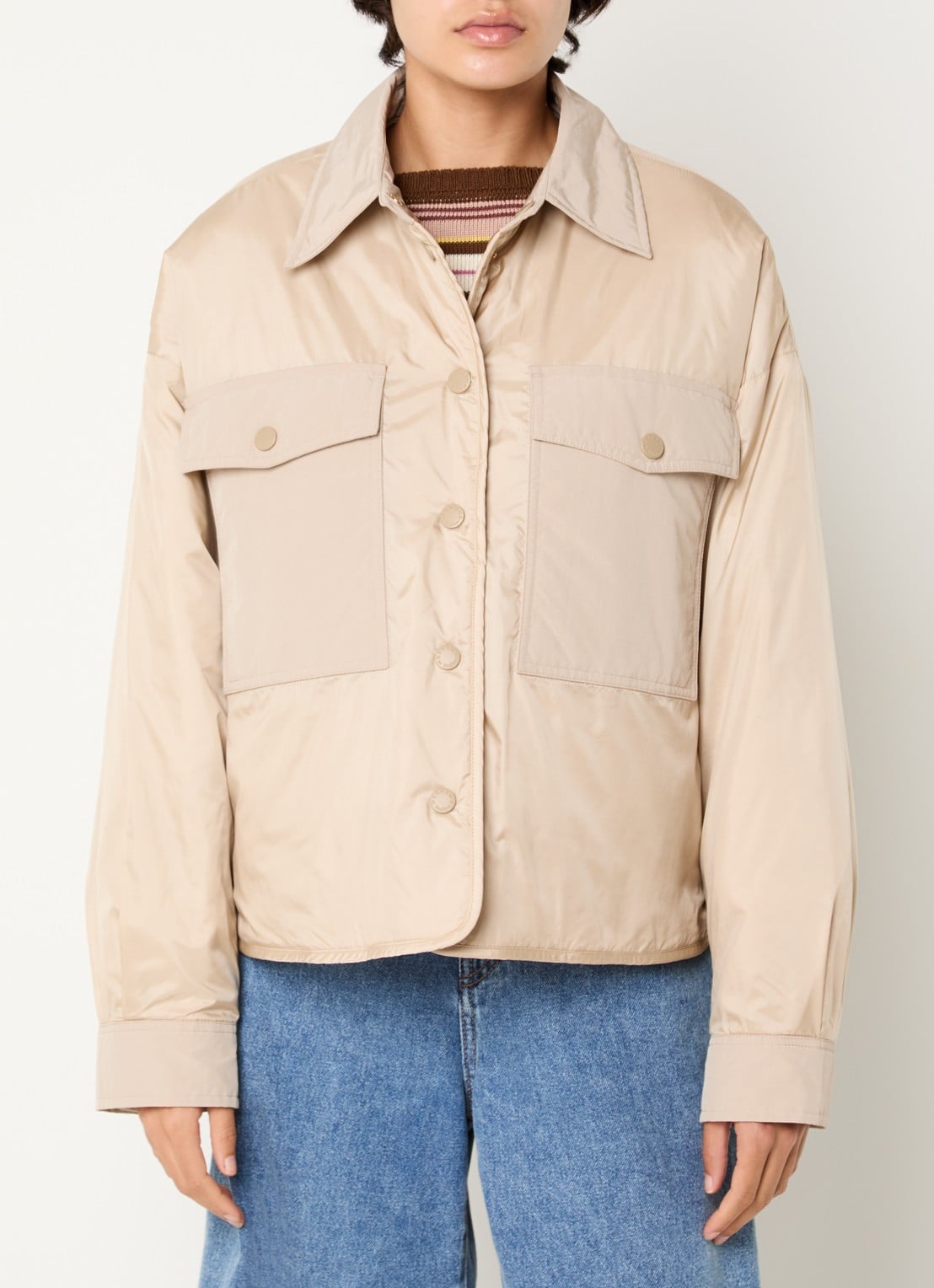 Max Mara Sughero reversible gewatteerd jack met waterafstotende coating - detail 5 zand