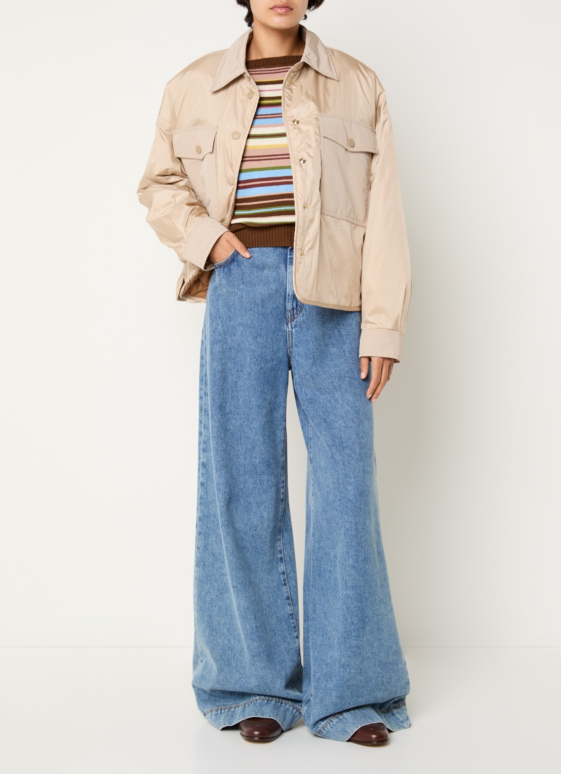 Max Mara Sughero reversible gewatteerd jack met waterafstotende coating - voorkant 4 zand