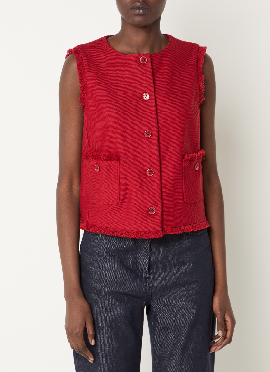 Max Mara Sumero top met opgestikte zakken - detail 3 rood