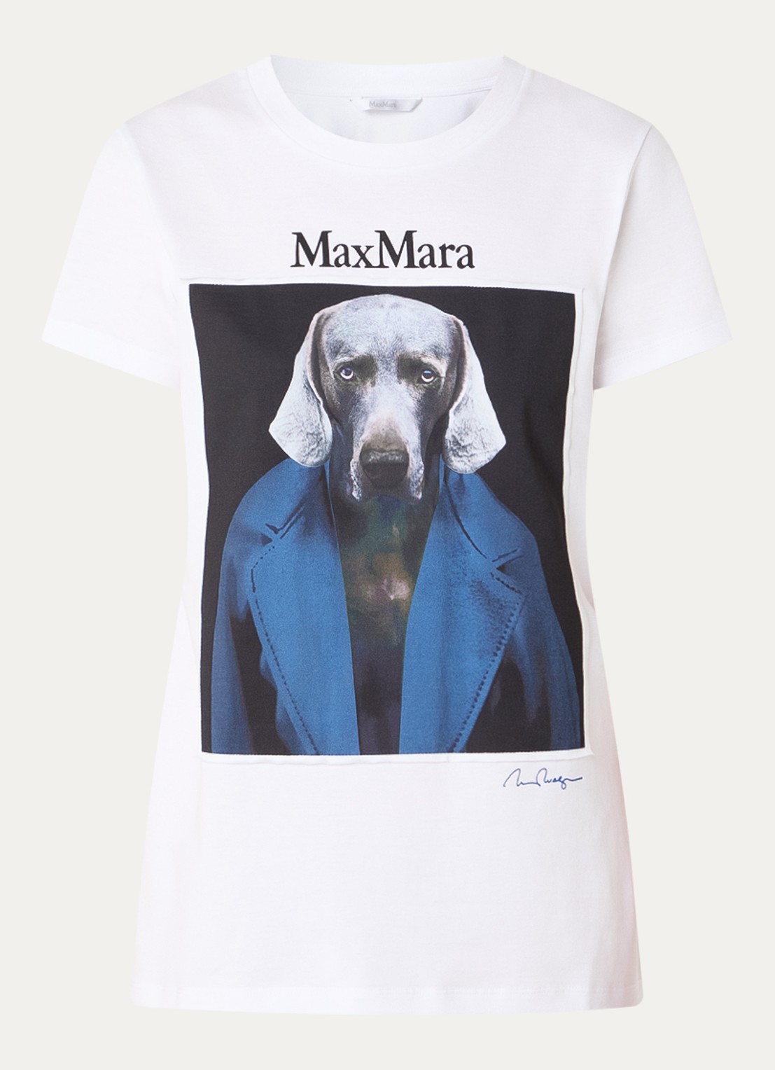Max Mara T-shirt met front- en backprint - voorkant 3 wit