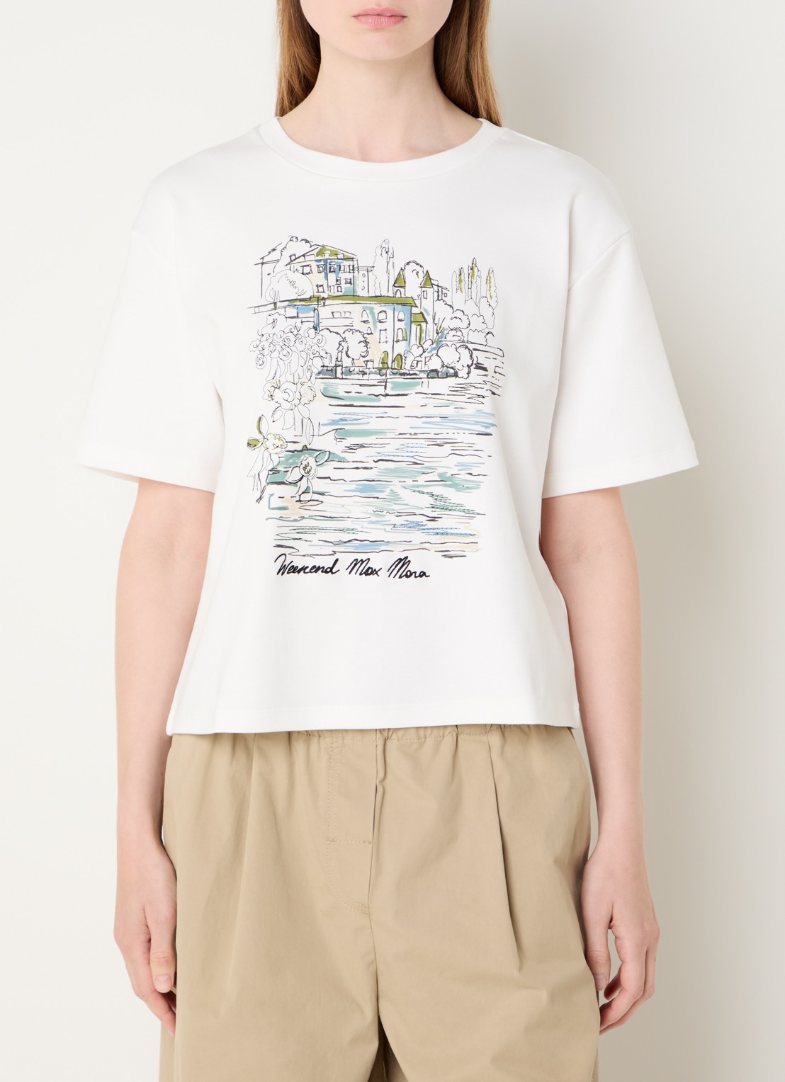 Max Mara T-shirt met logoprint - detail 2 wit