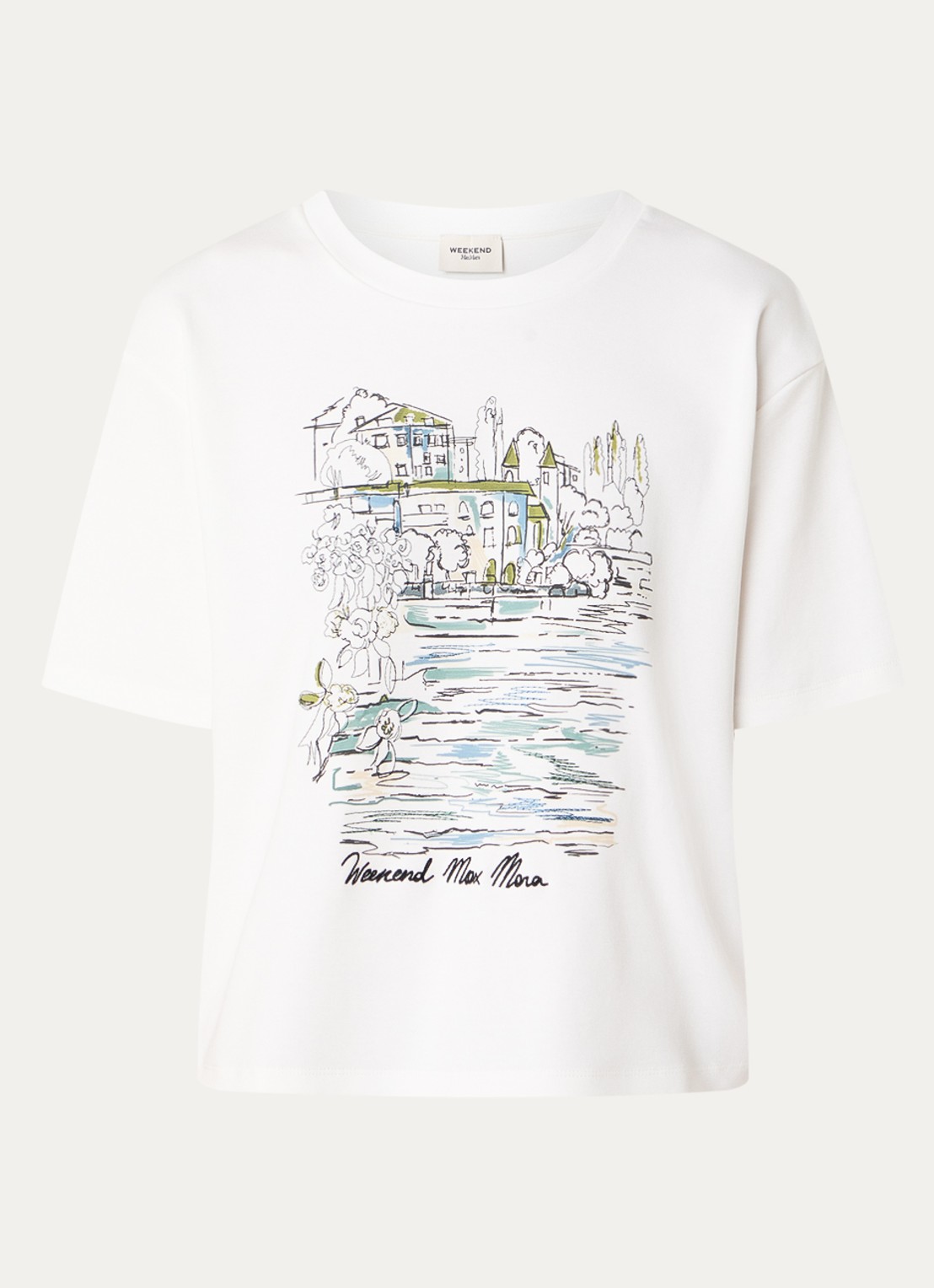 Max Mara T-shirt met logoprint - voorkant 3 wit