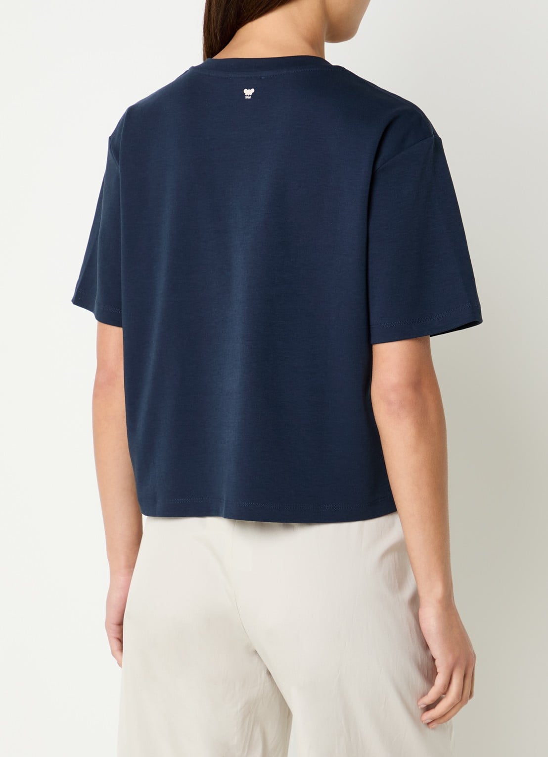 Max Mara T-shirt met logoprint - achterkant donkerblauw