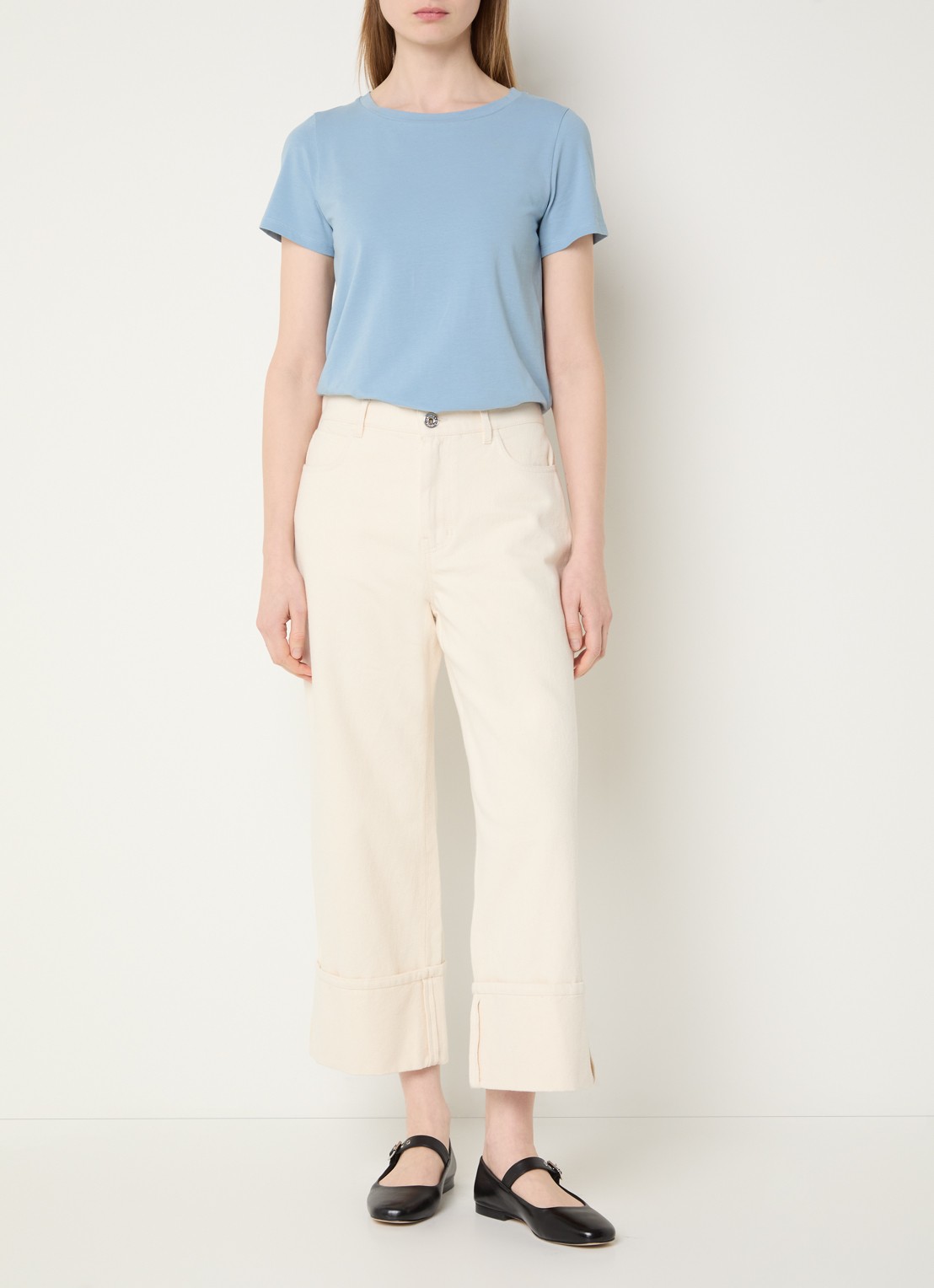 Max Mara T-shirt met ronde hals - voorkant 2 lichtblauw