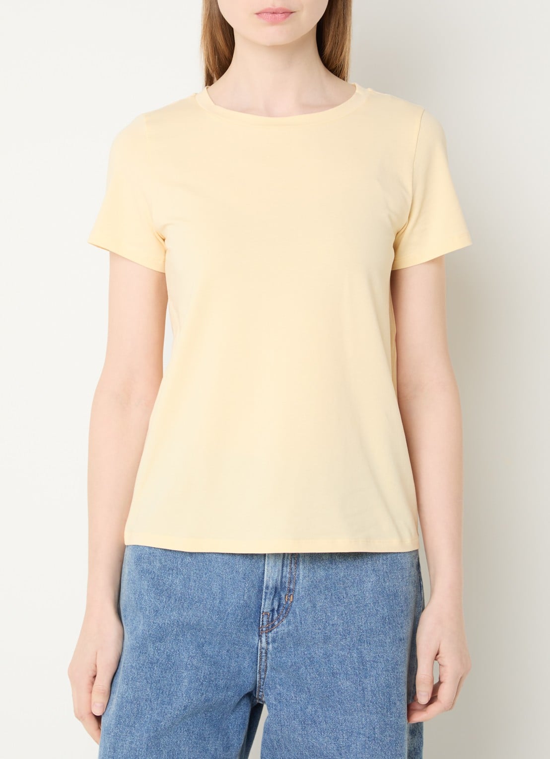 Max Mara T-shirt met ronde hals - detail 2 lichtgeel