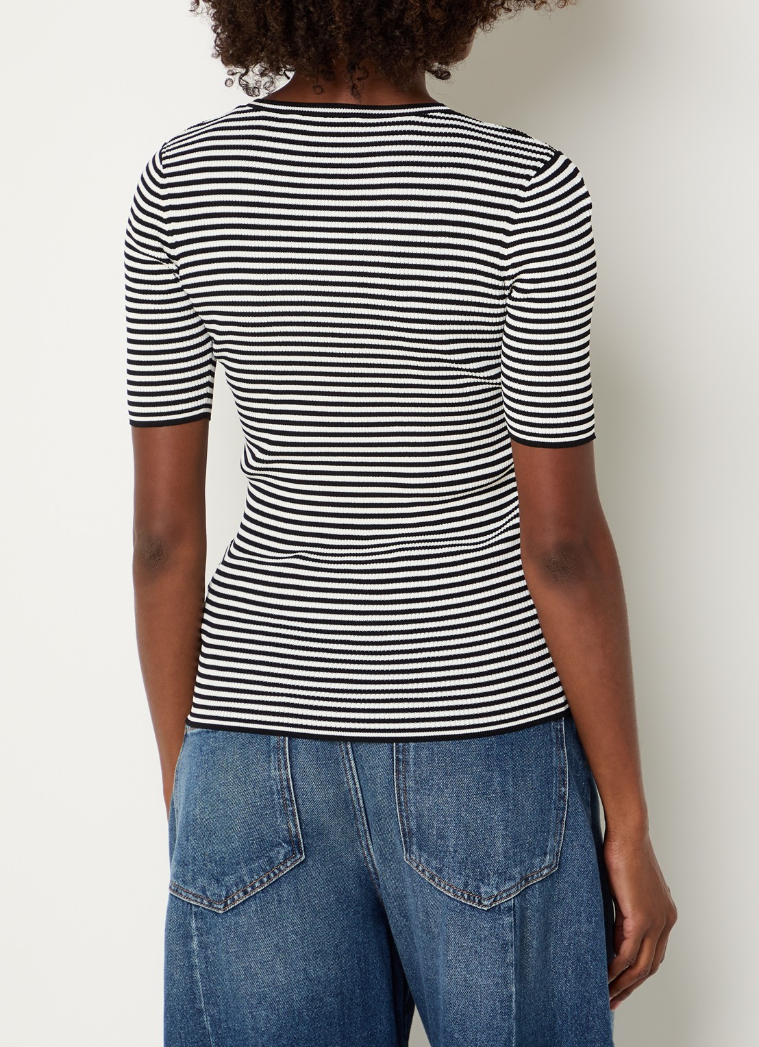 Max Mara T-shirt met streepprint - achterkant 4 zwart