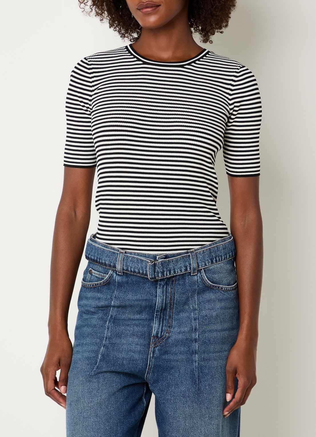 Max Mara T-shirt met streepprint - detail 3 zwart