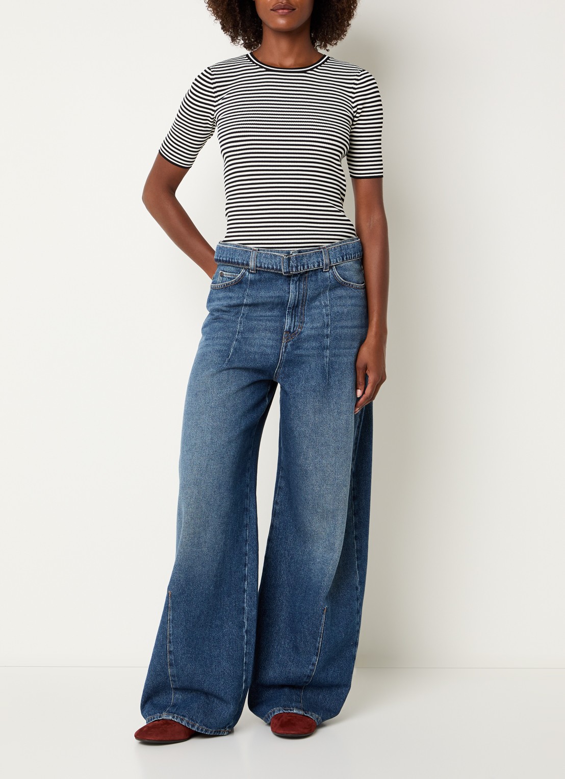 Max Mara T-shirt met streepprint - voorkant 2 zwart