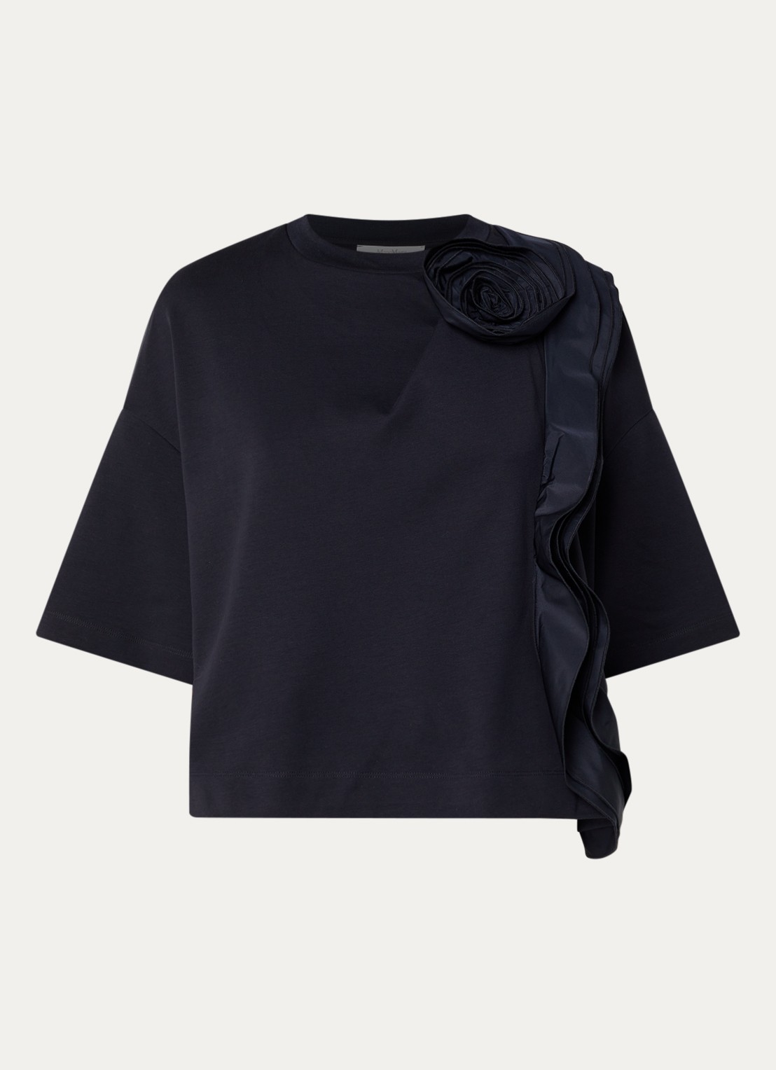 Max Mara T-shirt met volant - voorkant 3 donkerblauw