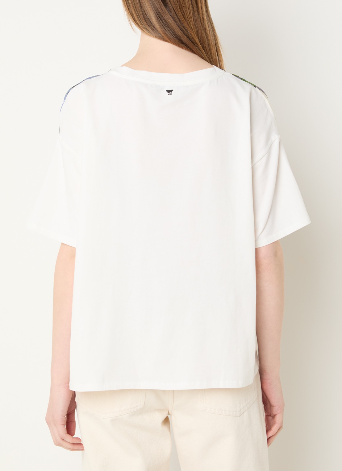 Max Mara T-shirt van zijde met print - achterkant wit