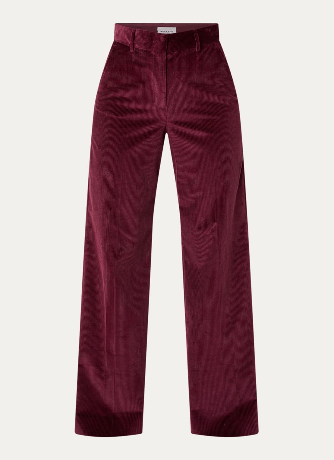 Max Mara Tania high waist wide fit broek van corduroy met steekzakken - voorkant 2 bordeauxrood