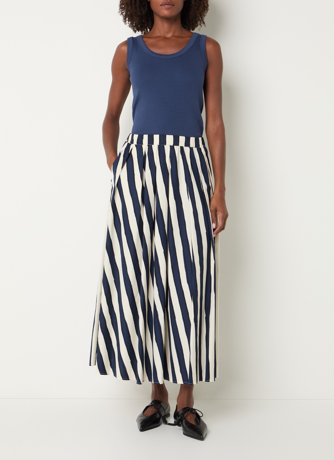 Max Mara Tank top met stretch - voorkant 2 donkerblauw