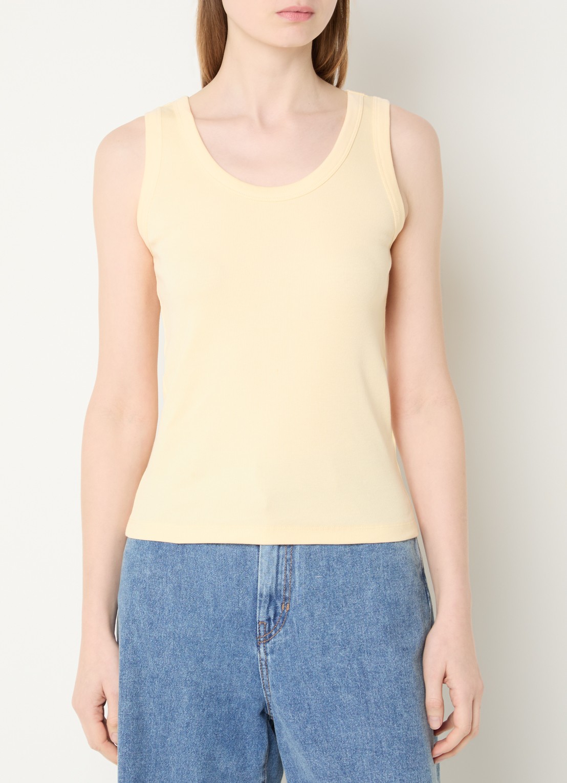 Max Mara Tank top met stretch - detail 3 lichtgeel