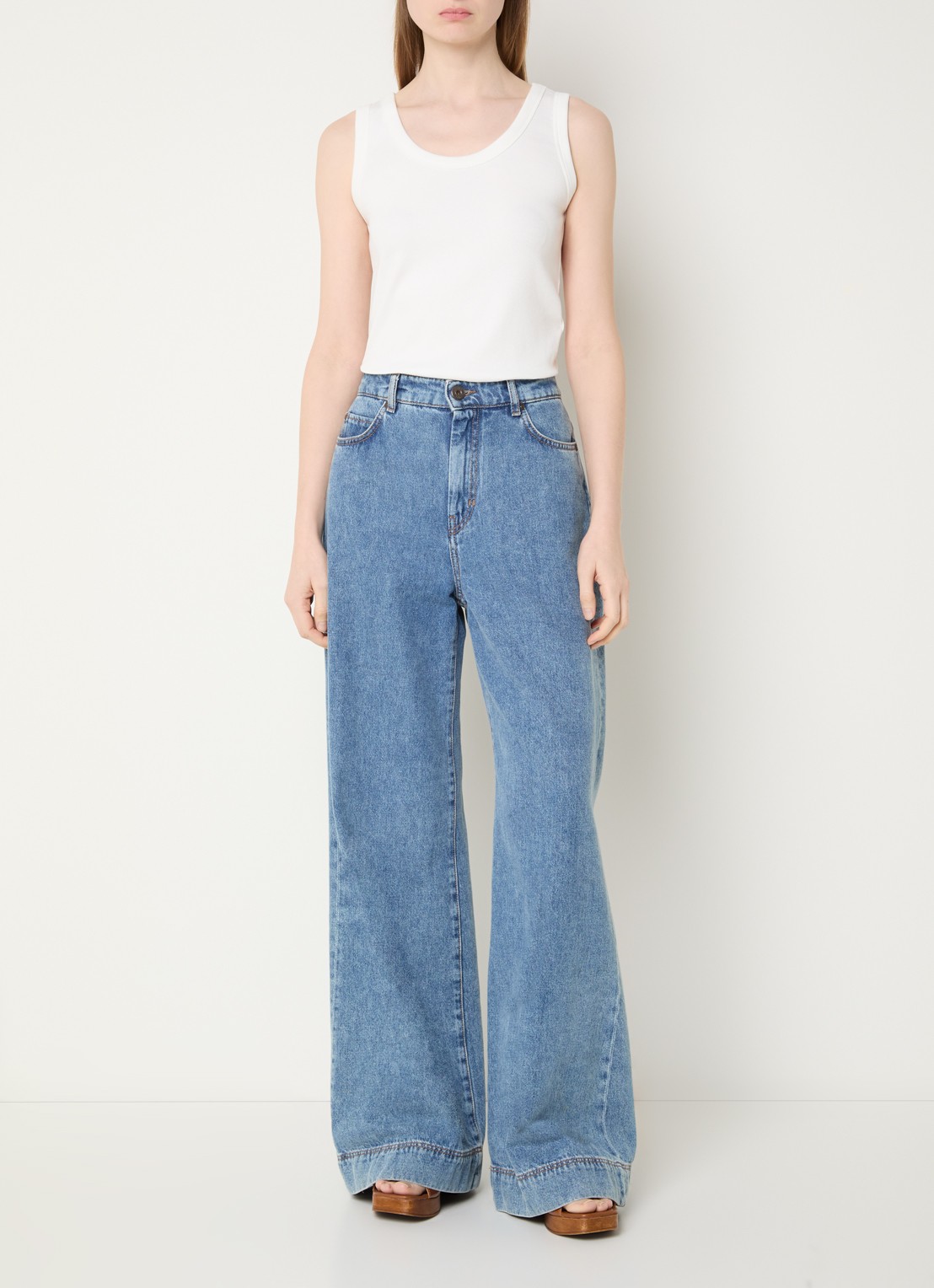 Max Mara Tank top met stretch - voorkant 3 wit