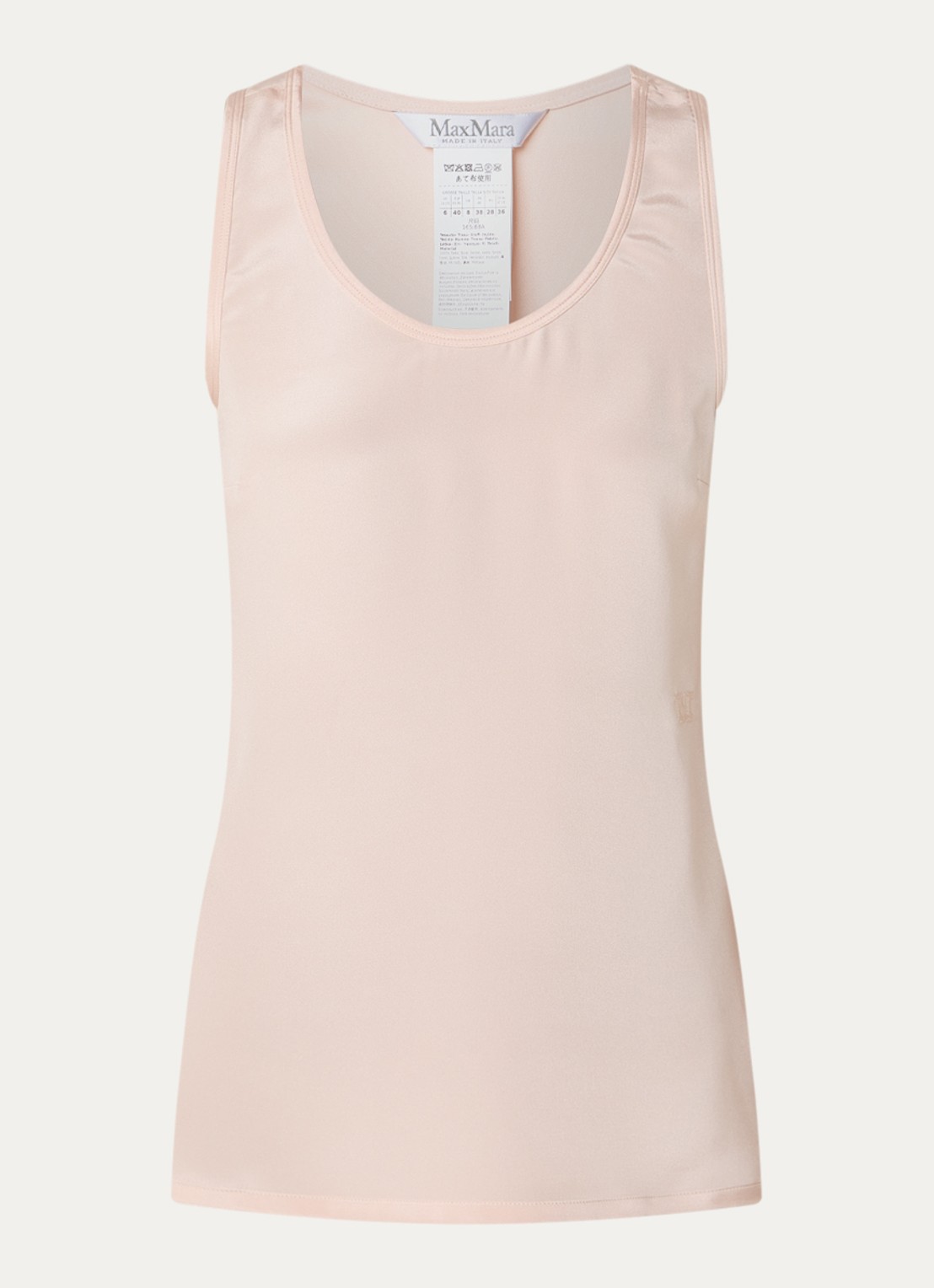 Max Mara Tanktop van zijde met logoborduring - voorkant 3 lichtroze