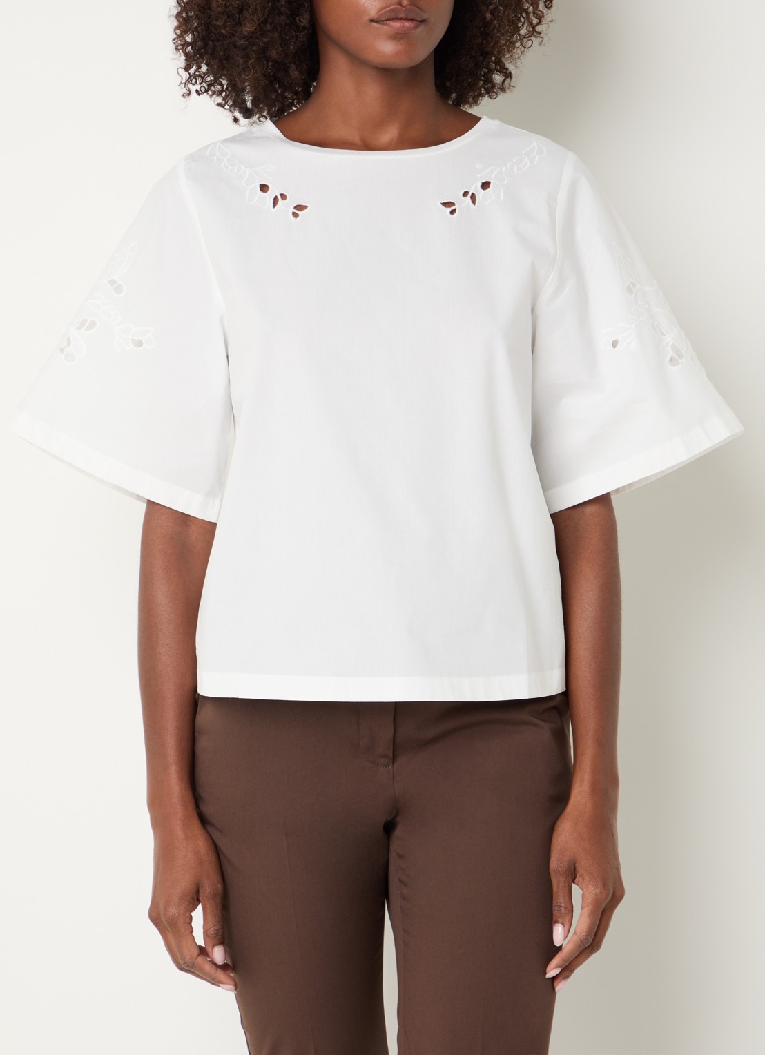 Max Mara Targa tuniek met broderie - detail 3 wit