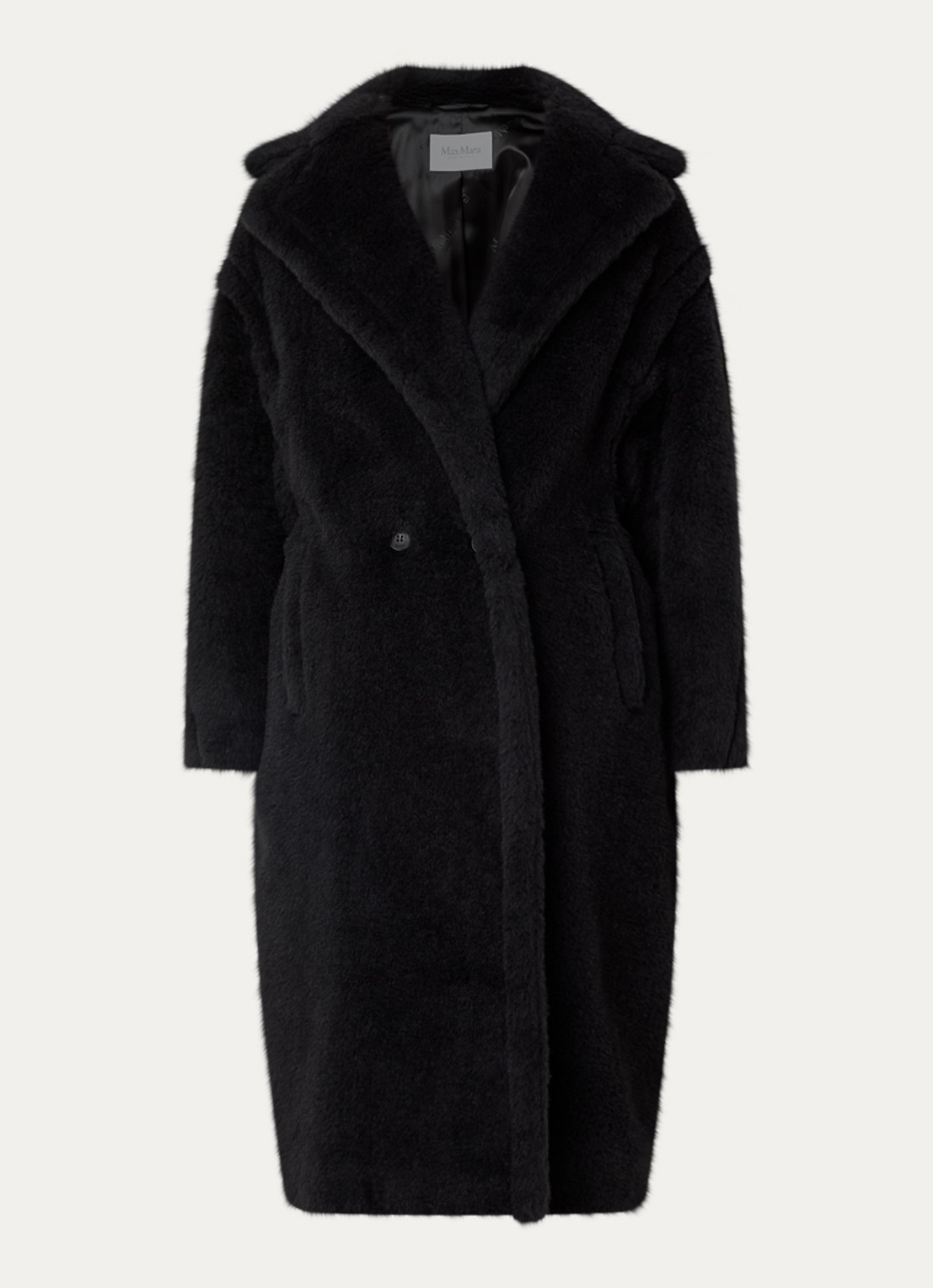 Max Mara Tedgirl mantel in alpaca wolblend met steekzakken - voorkant 3 zwart