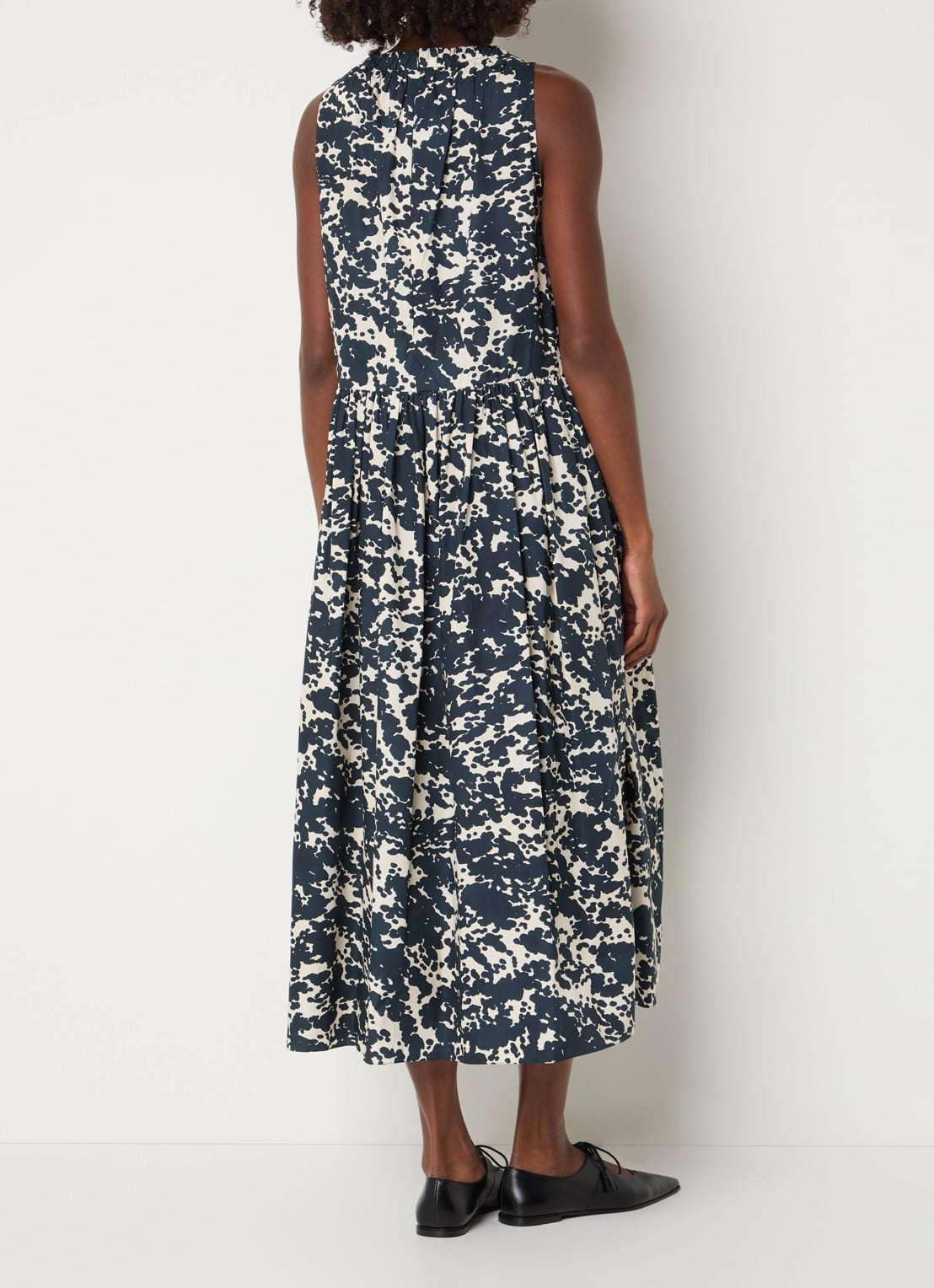 Max Mara Teresa midi jurk met print - achterkant donkerblauw