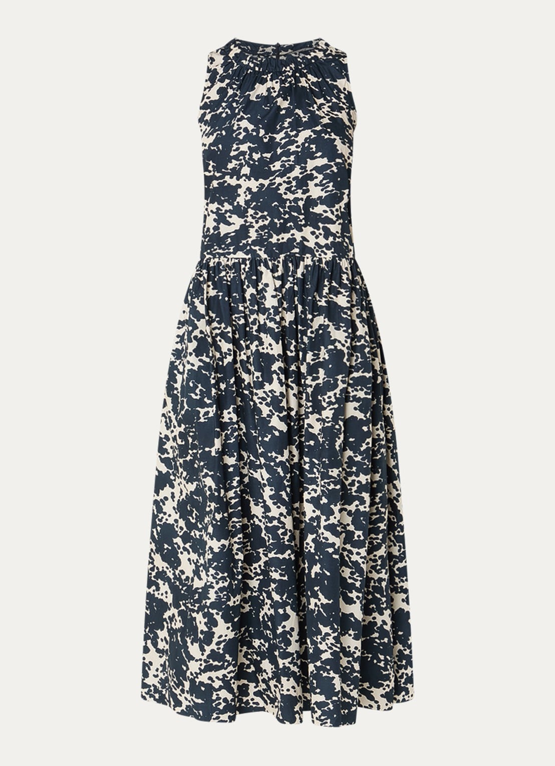 Max Mara Teresa midi jurk met print - voorkant 2 donkerblauw
