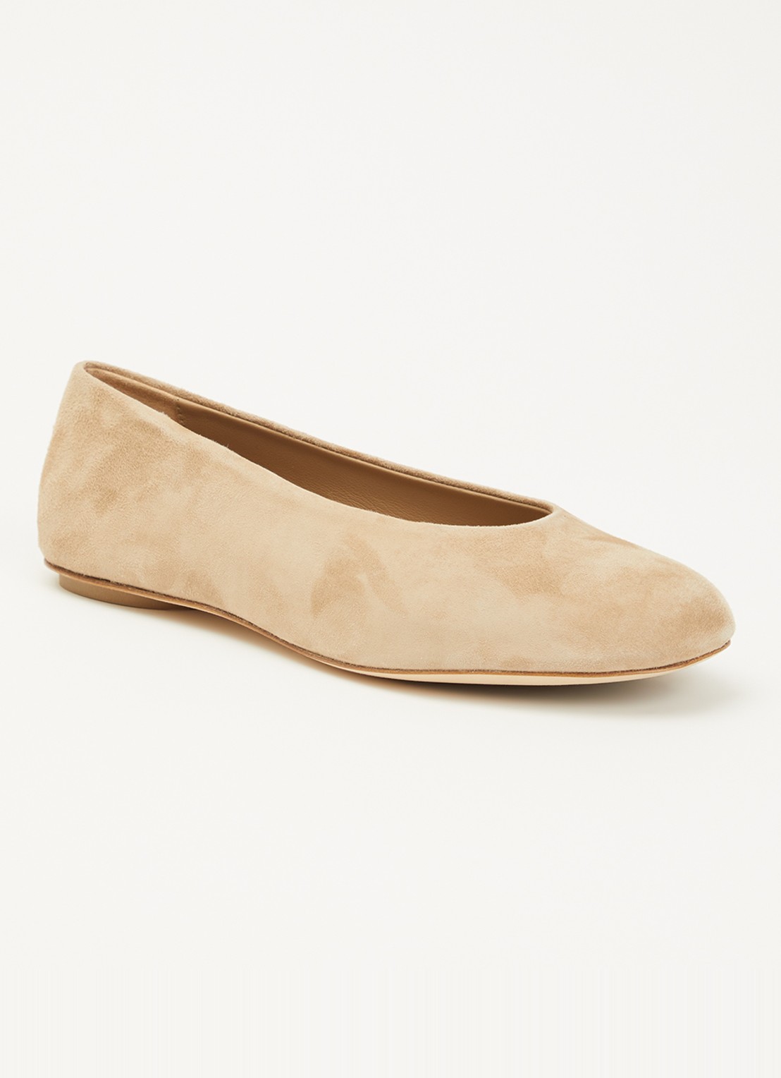 Max Mara Todi ballerina van suède  - voorkant 8 donkerbeige