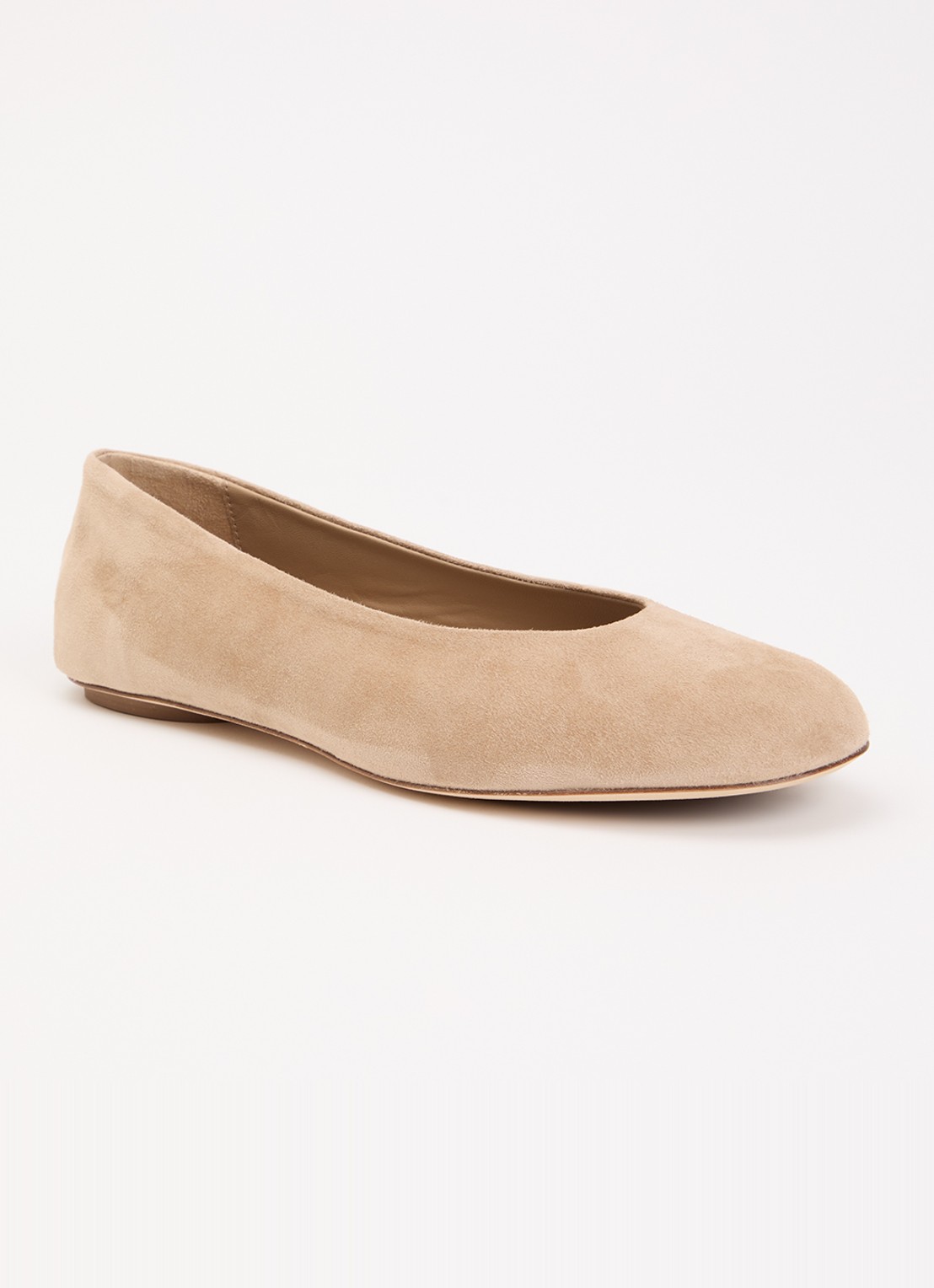 Max Mara Todi ballerina van suède  - voorkant 9 donkerbeige