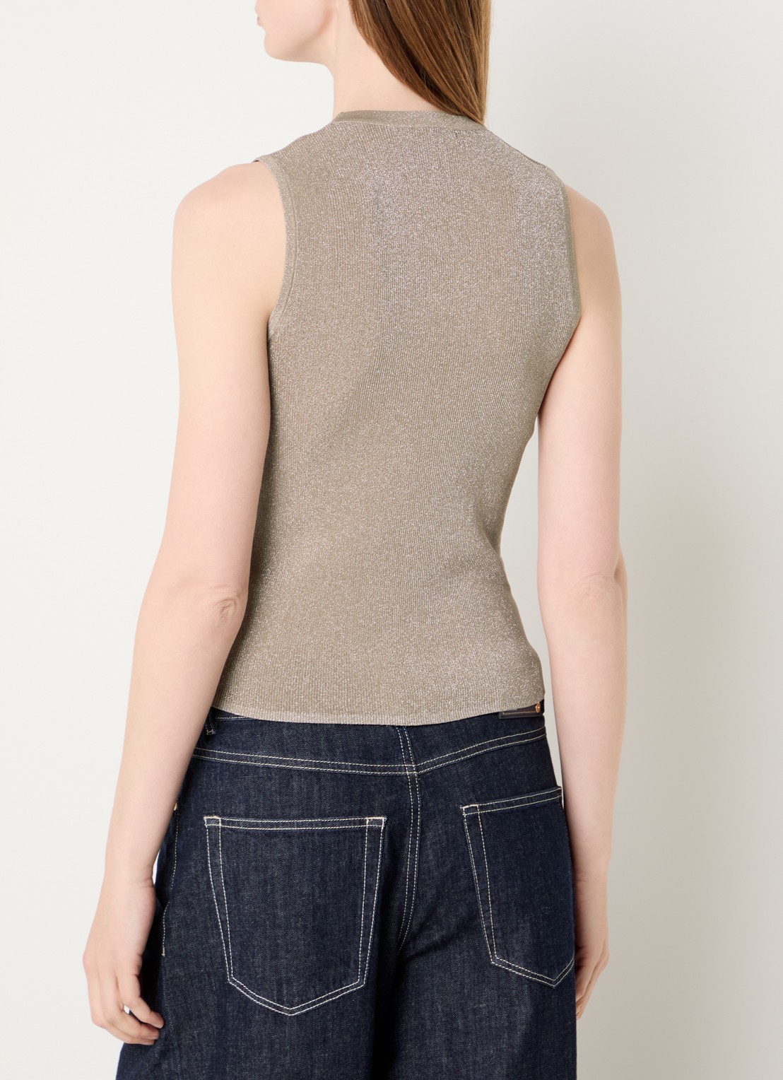 Max Mara Top met metallic finish - achterkant 2 khaki
