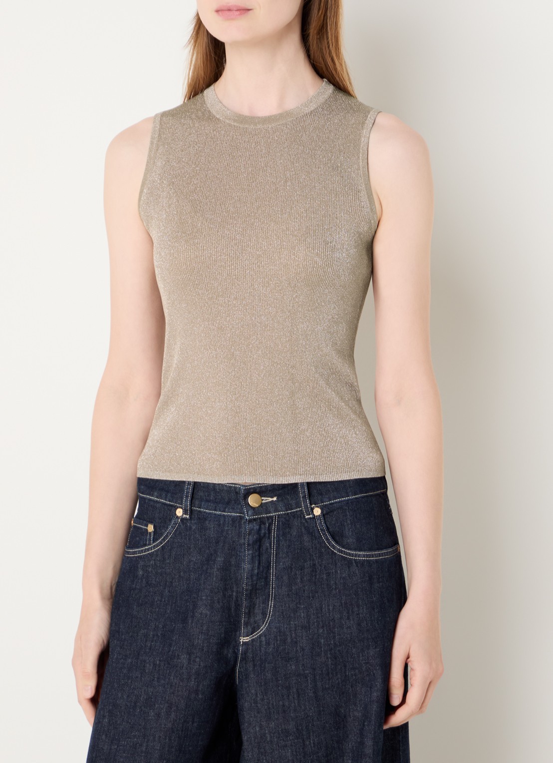 Max Mara Top met metallic finish - detail khaki