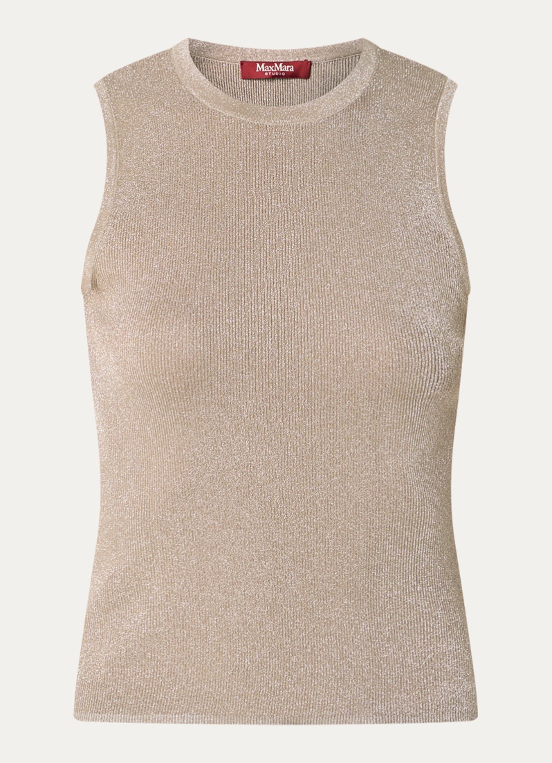 Max Mara Top met metallic finish - voorkant 3 khaki