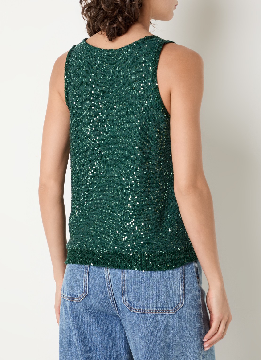 Max Mara Top met pailletten - achterkant 4 donkergroen