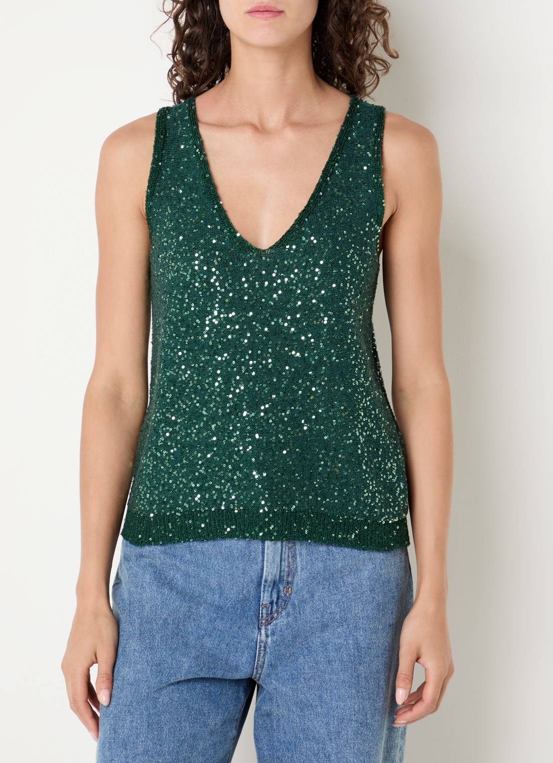 Max Mara Top met pailletten - detail 3 donkergroen