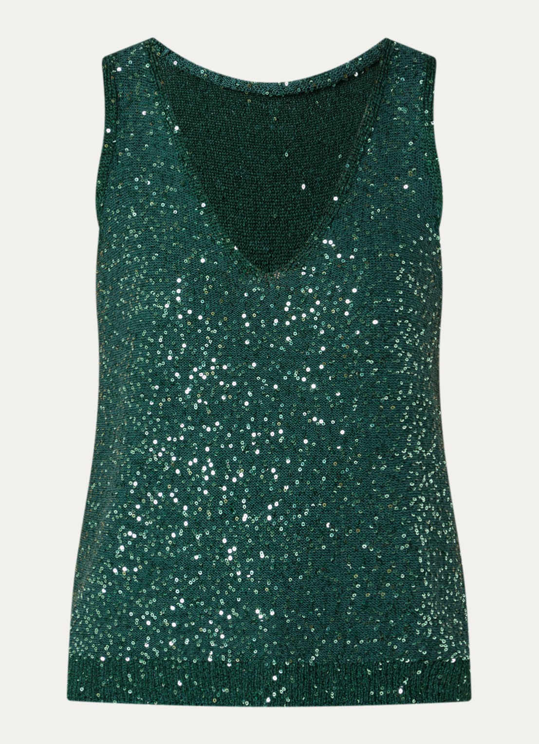 Max Mara Top met pailletten - voorkant donkergroen