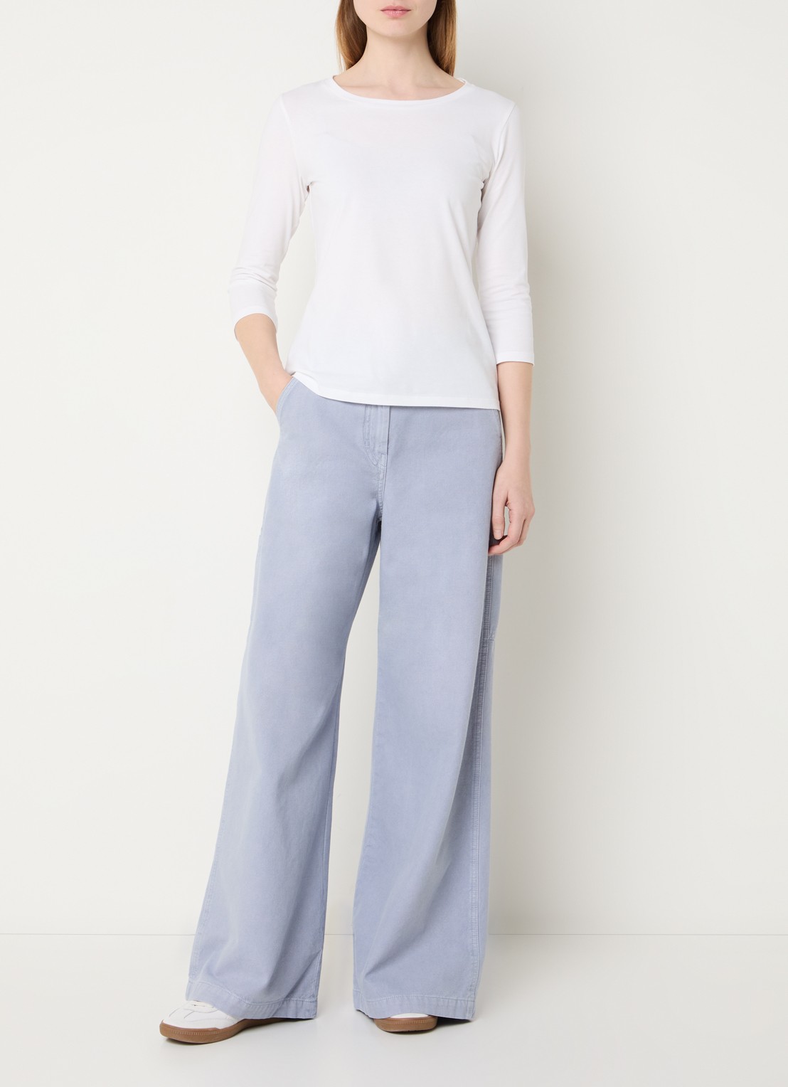 Max Mara Top met ronde hals - voorkant 2 wit