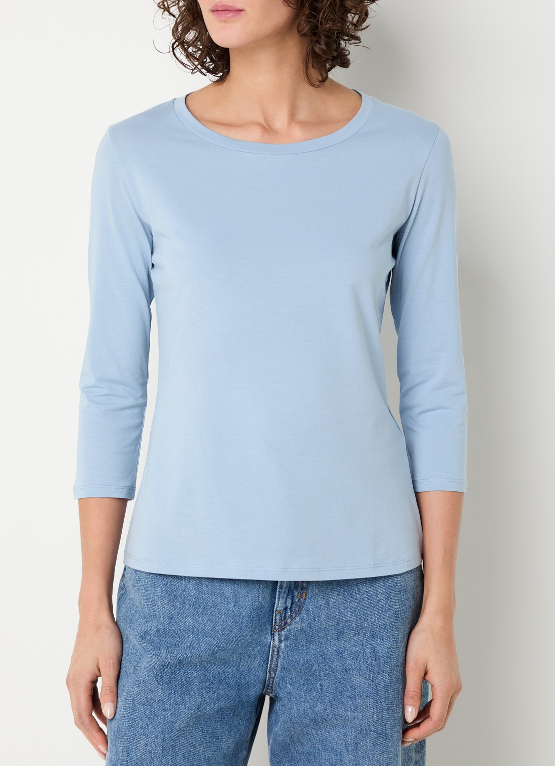 Max Mara Top met ronde hals - detail 4 lichtblauw