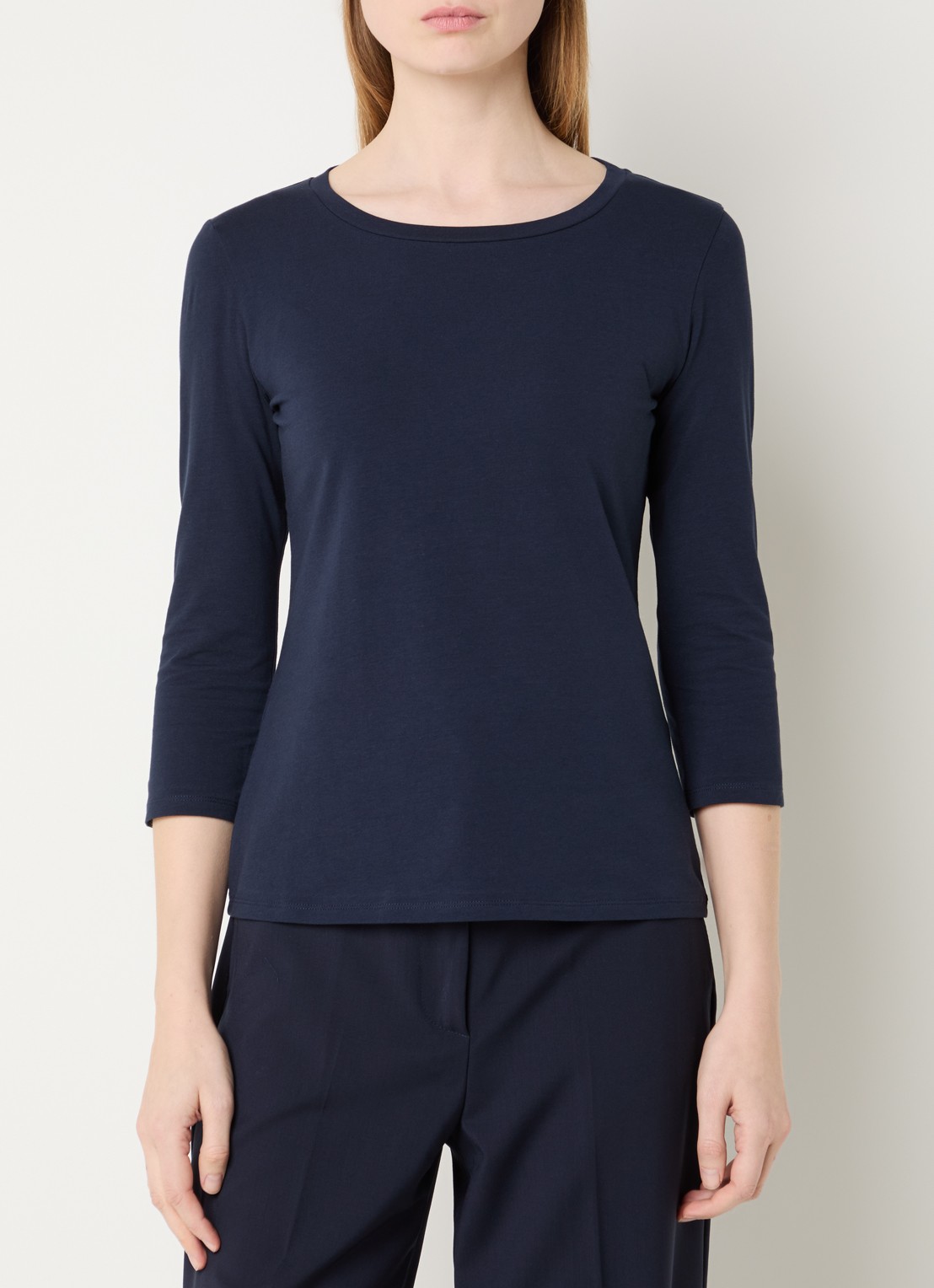 Max Mara Top met ronde hals - detail 2 donkerblauw