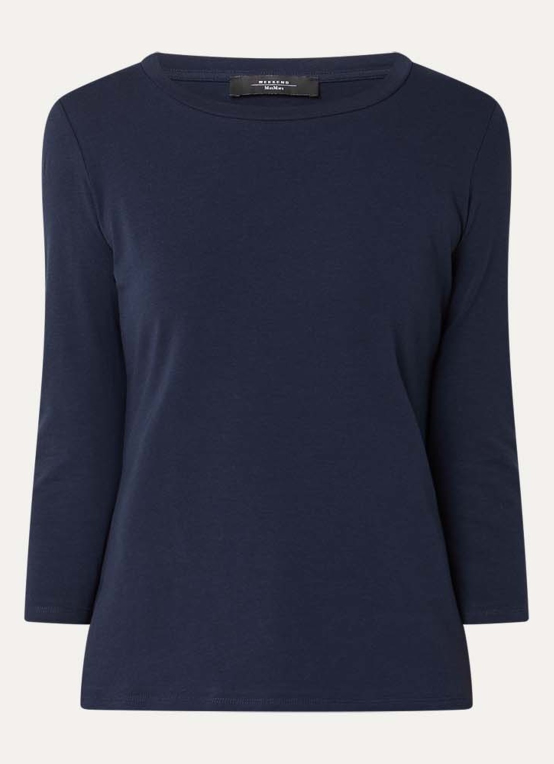 Max Mara Top met ronde hals - voorkant 3 donkerblauw