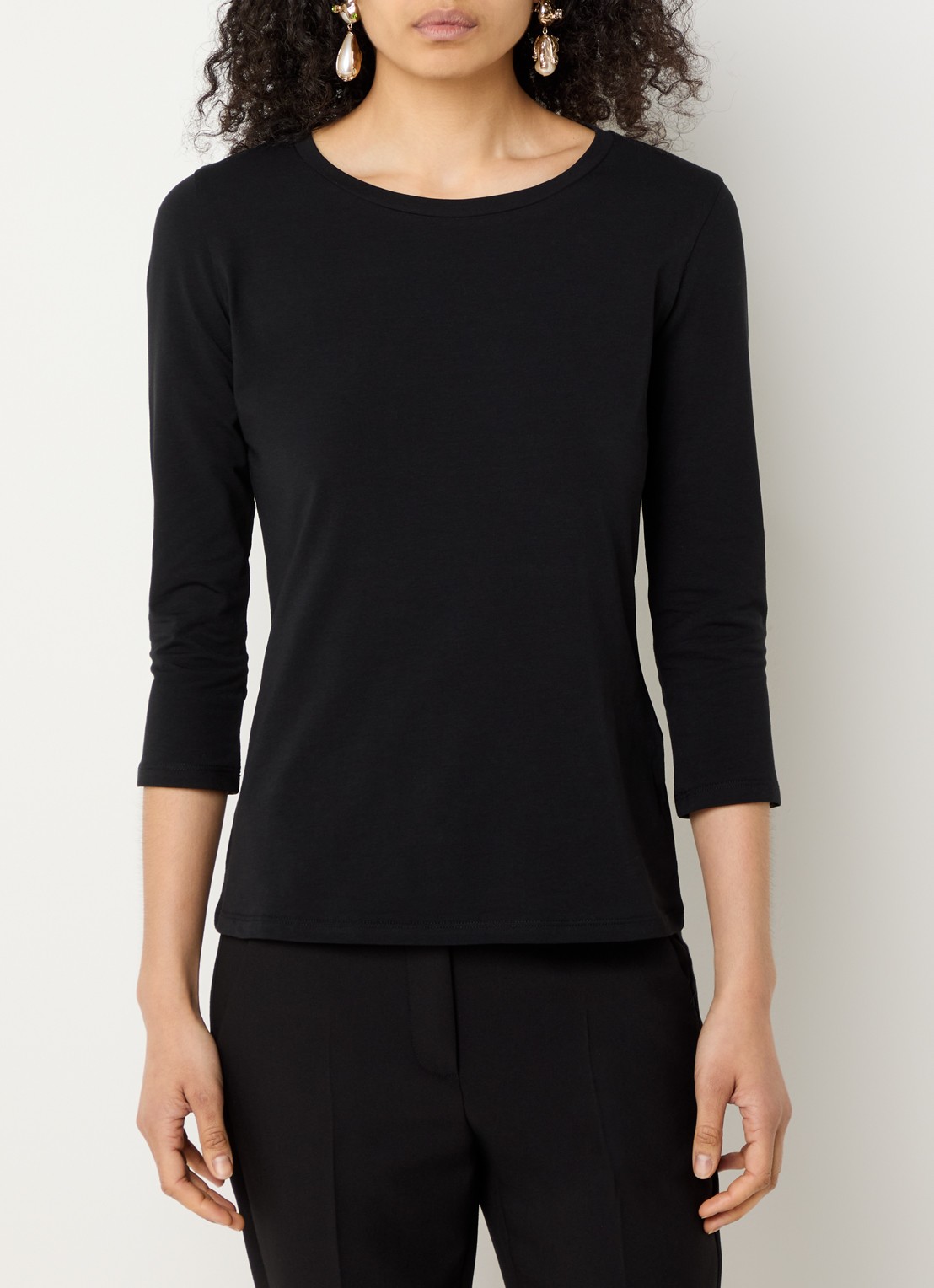 Max Mara Top met ronde hals - detail 4 zwart