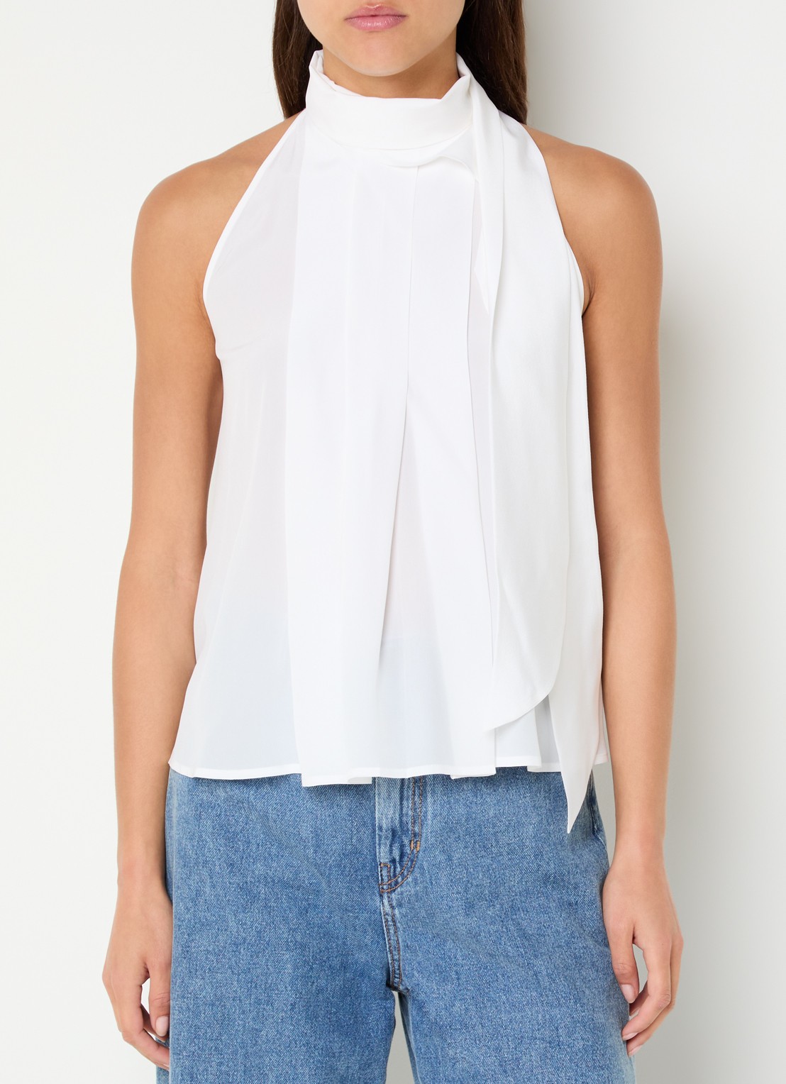 Max Mara Top met sjaalkraag - detail 3 gebroken wit