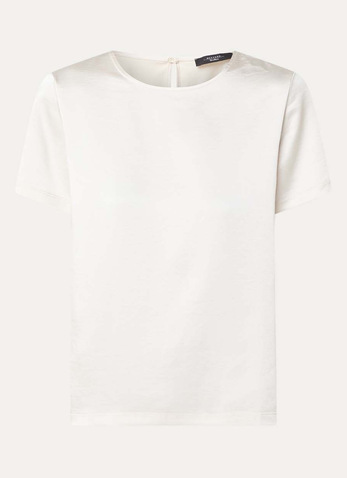 Max Mara Top van satijn met ronde hals - voorkant 3 creme