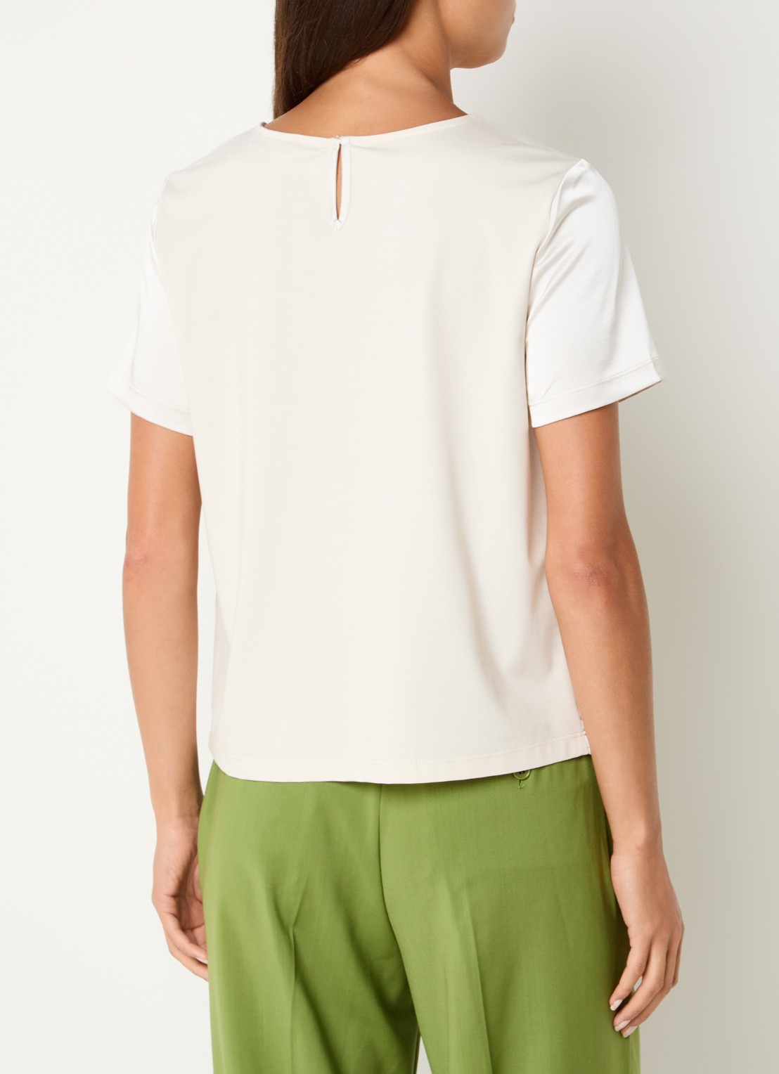 Max Mara Top van satijn - achterkant 3 gebroken wit