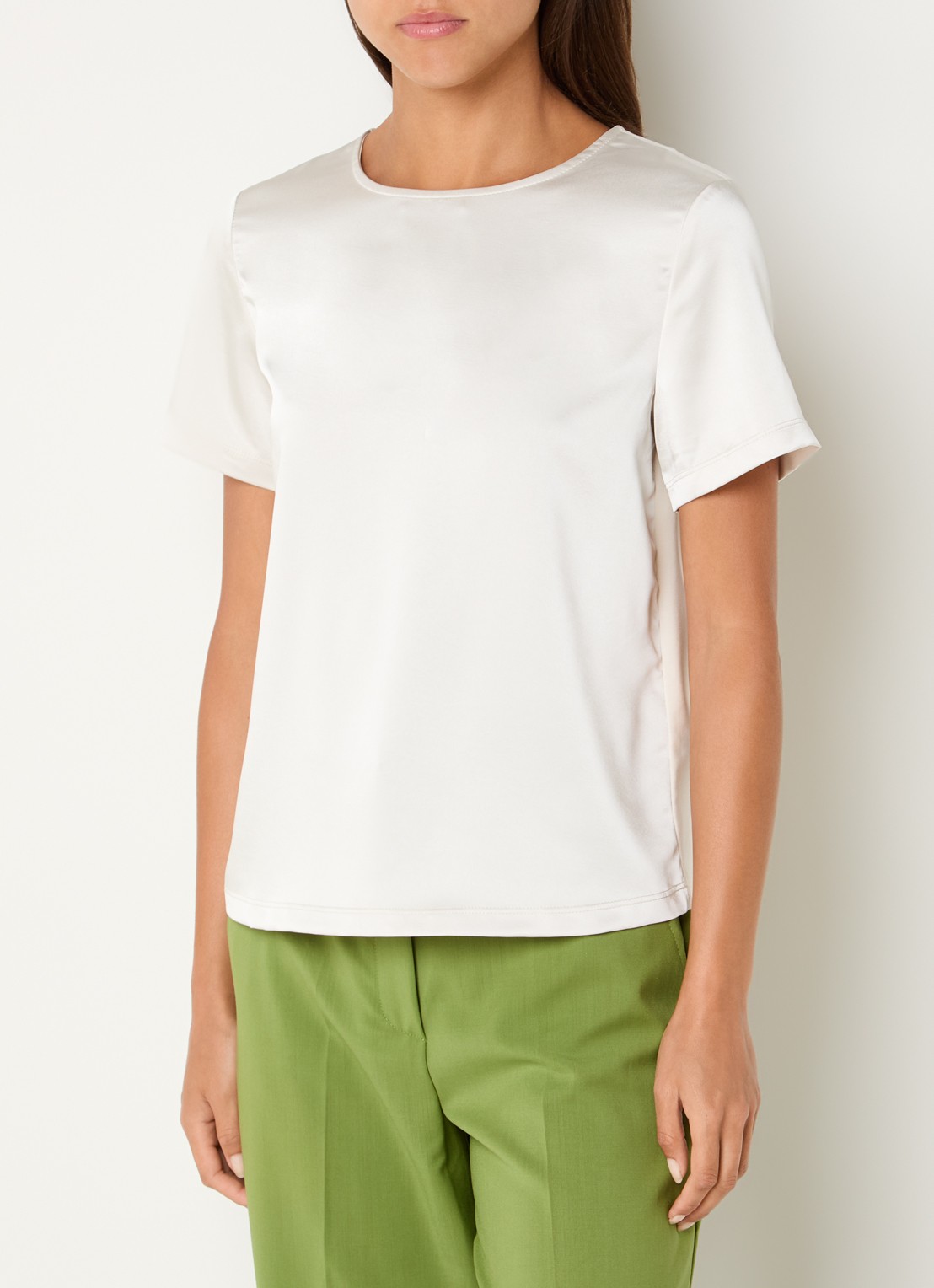 Max Mara Top van satijn - detail 4 gebroken wit