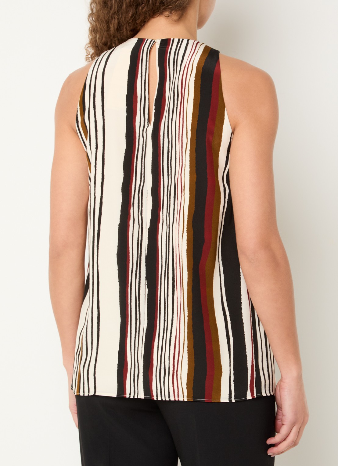 Max Mara Top van zijde met streepprint - achterkant 4 bordeauxrood
