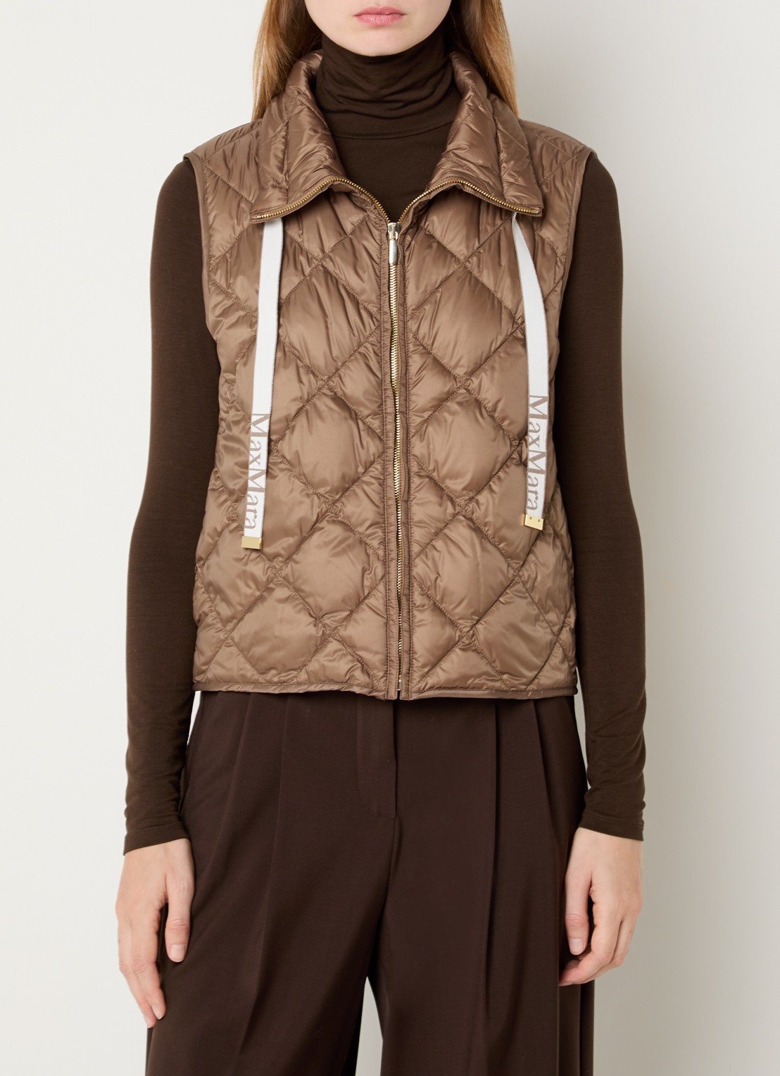 Max Mara Tregic bodywarmer met quilt patroon - detail 4 camel