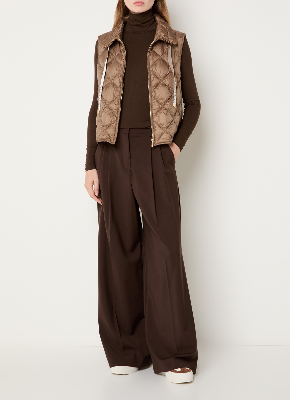 Max Mara Tregic bodywarmer met quilt patroon - voorkant 2 camel