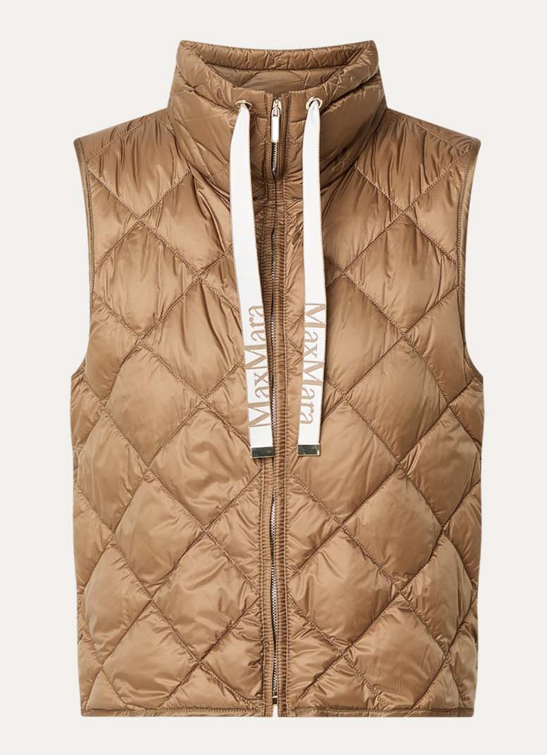 Max Mara Tregic gewatteerde bodywarmer met quilt patroon - voorkant 2 lichtbruin