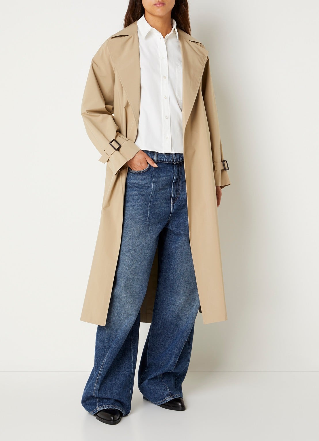 Max Mara Trenchcoat met strikceintuur - voorkant 4 beige