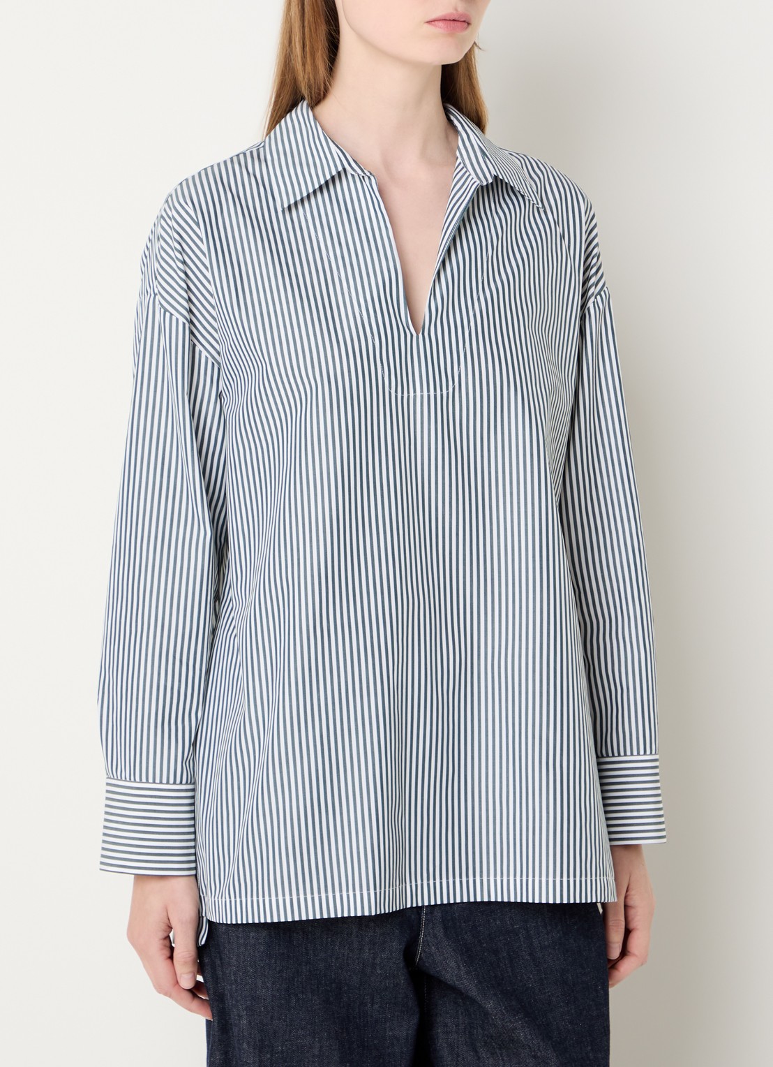 Max Mara Tuniek met streepprint - detail donkergroen
