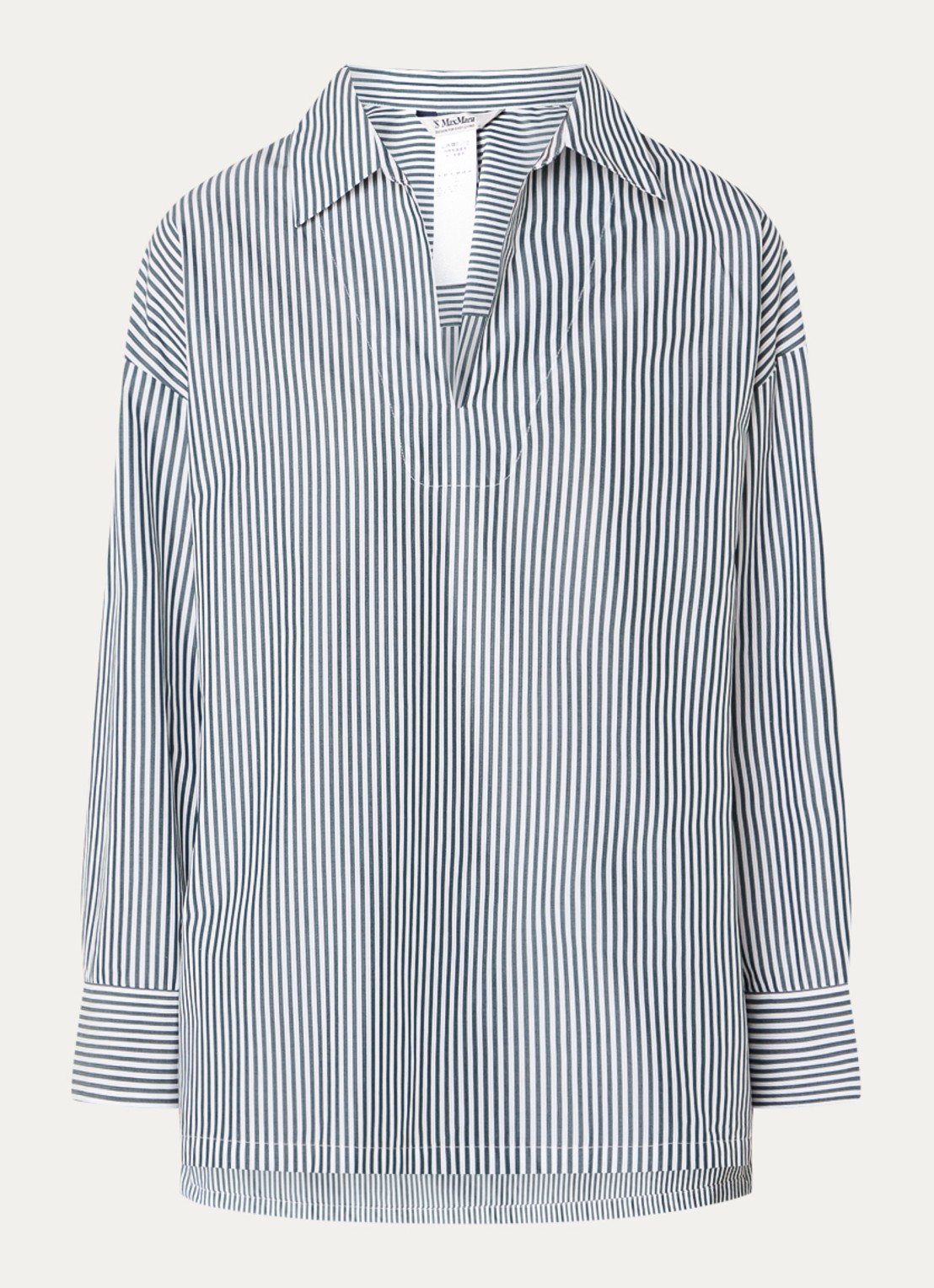 Max Mara Tuniek met streepprint - voorkant 2 donkergroen