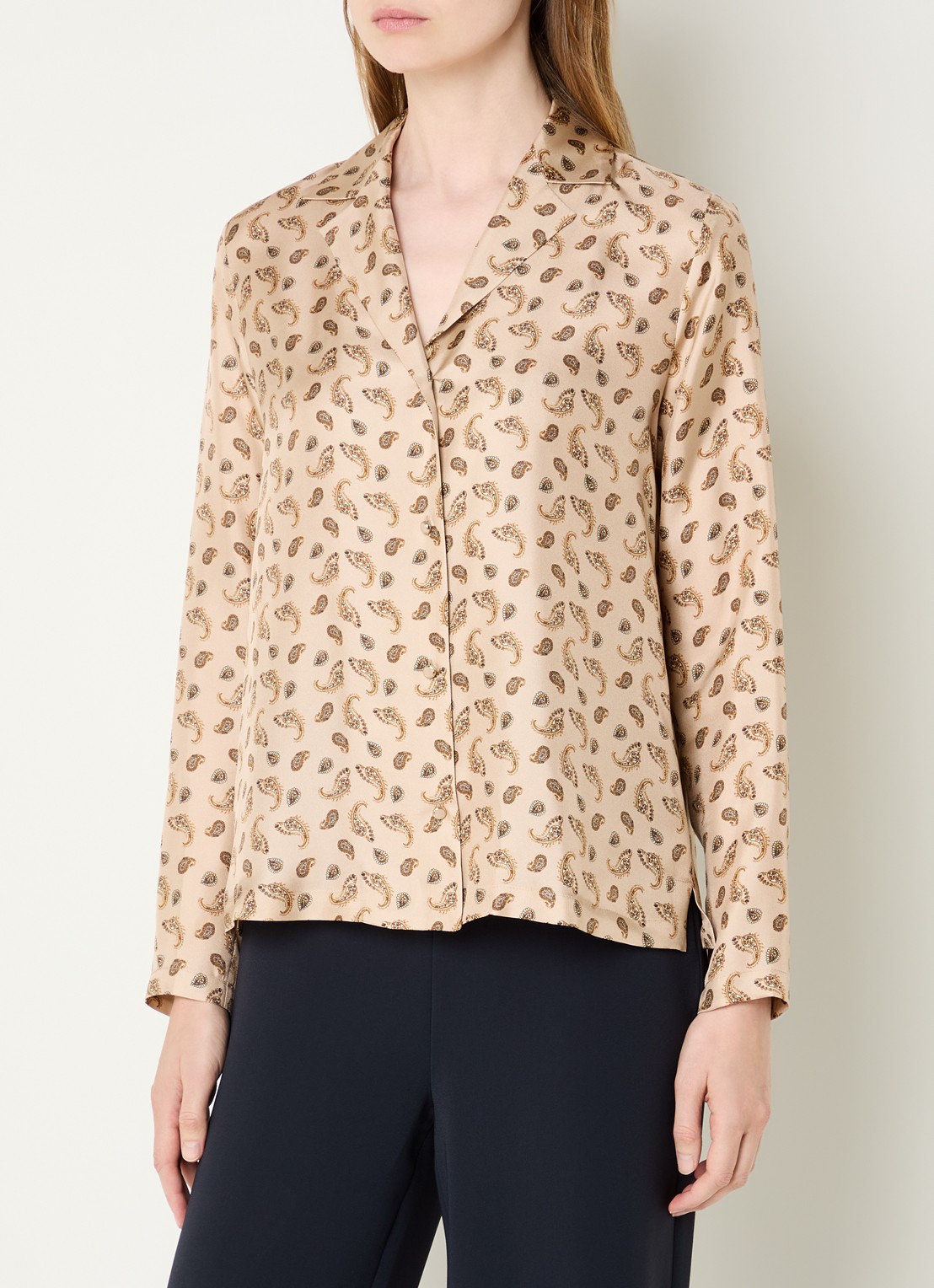 Max Mara Udente blouse van zijde met paisley dessin - detail 2 beige