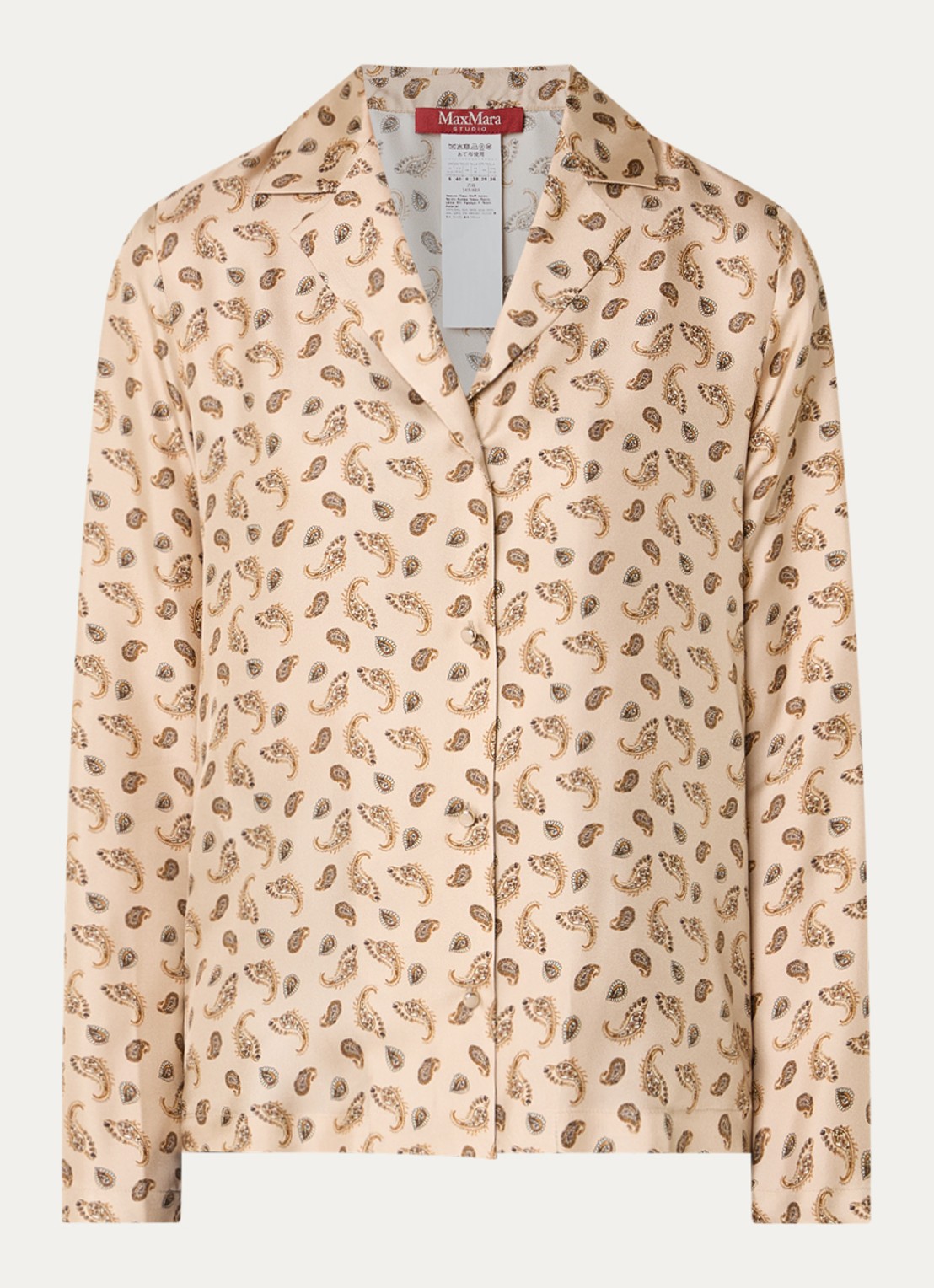 Max Mara Udente blouse van zijde met paisley dessin - voorkant 3 beige